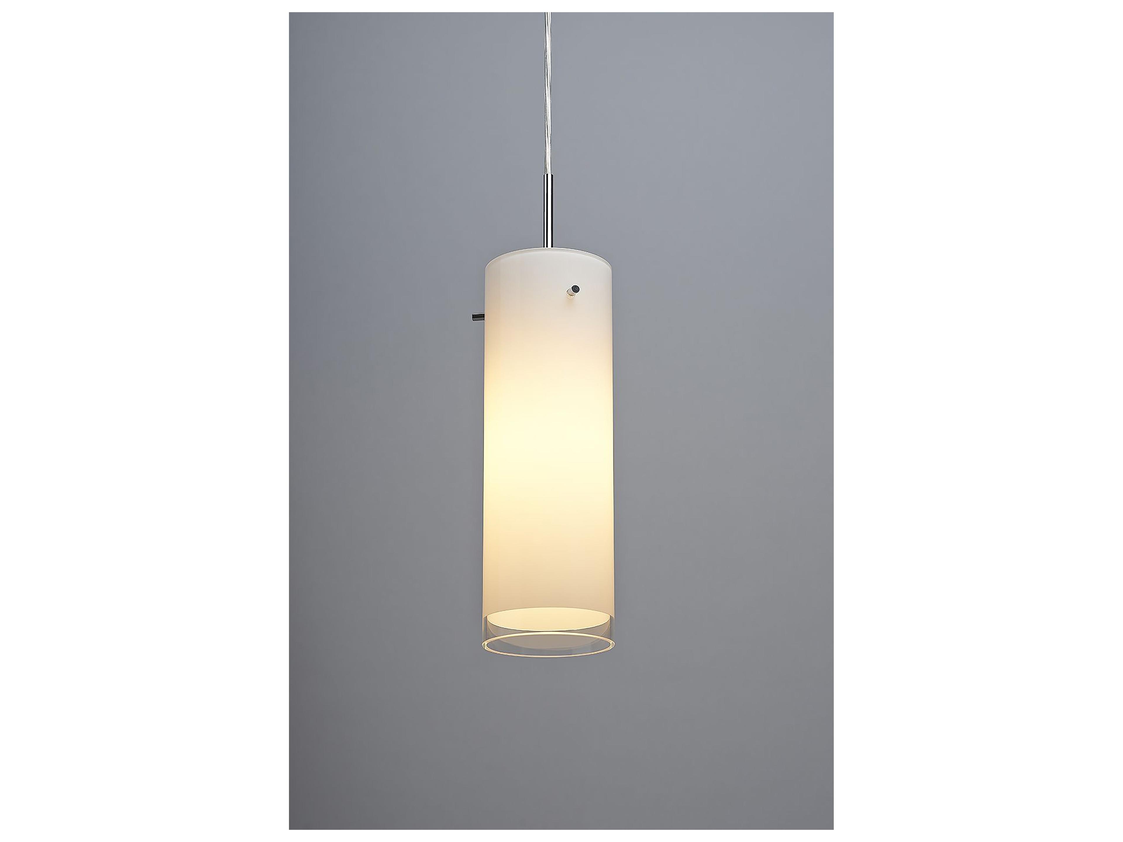 Bruck Lighting Cyrus 1-Light White Glass LED Cylinder Mini Pendant