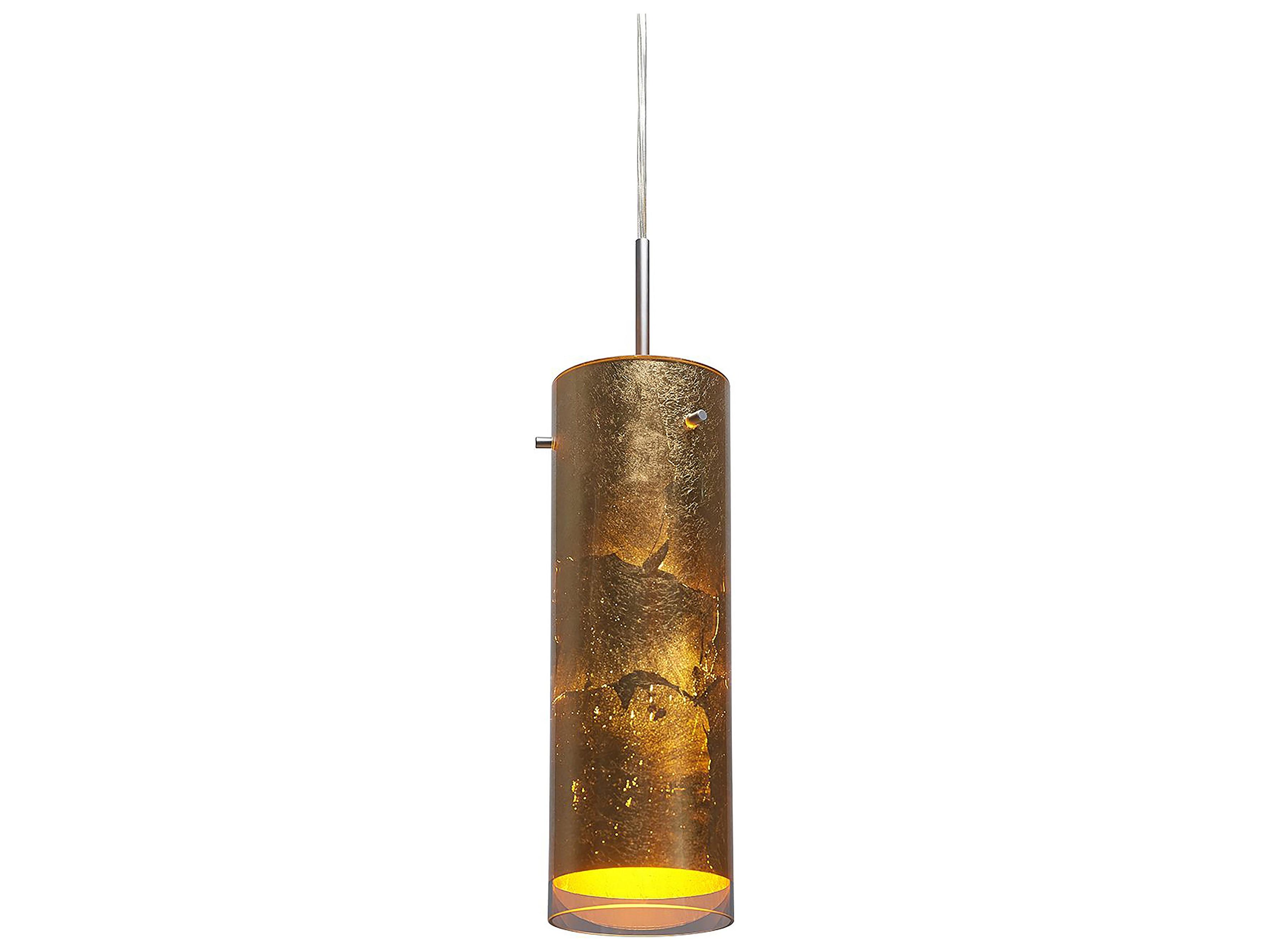 Bruck Lighting Cyrus 1-Light Gold Glass LED Cylinder Mini Pendant