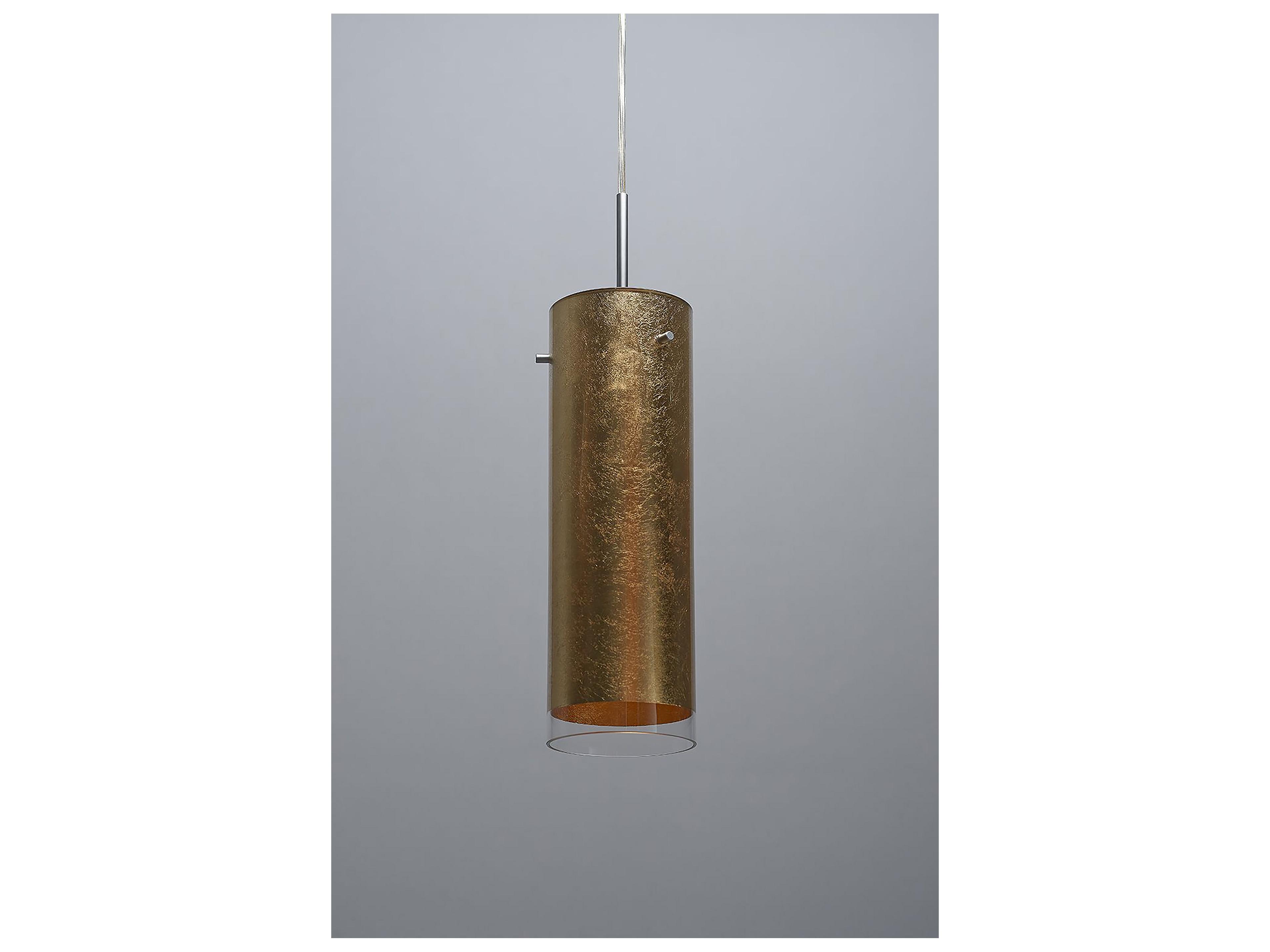 Bruck Lighting Cyrus 1-Light Gold Glass LED Cylinder Mini Pendant