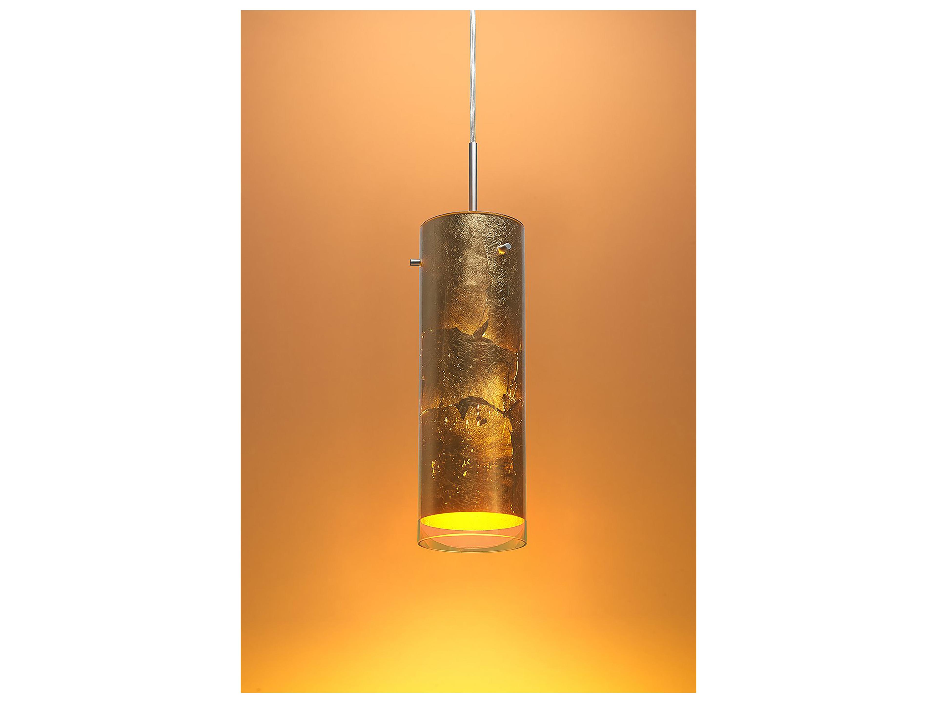 Bruck Lighting Cyrus 1-Light Gold Glass LED Cylinder Mini Pendant