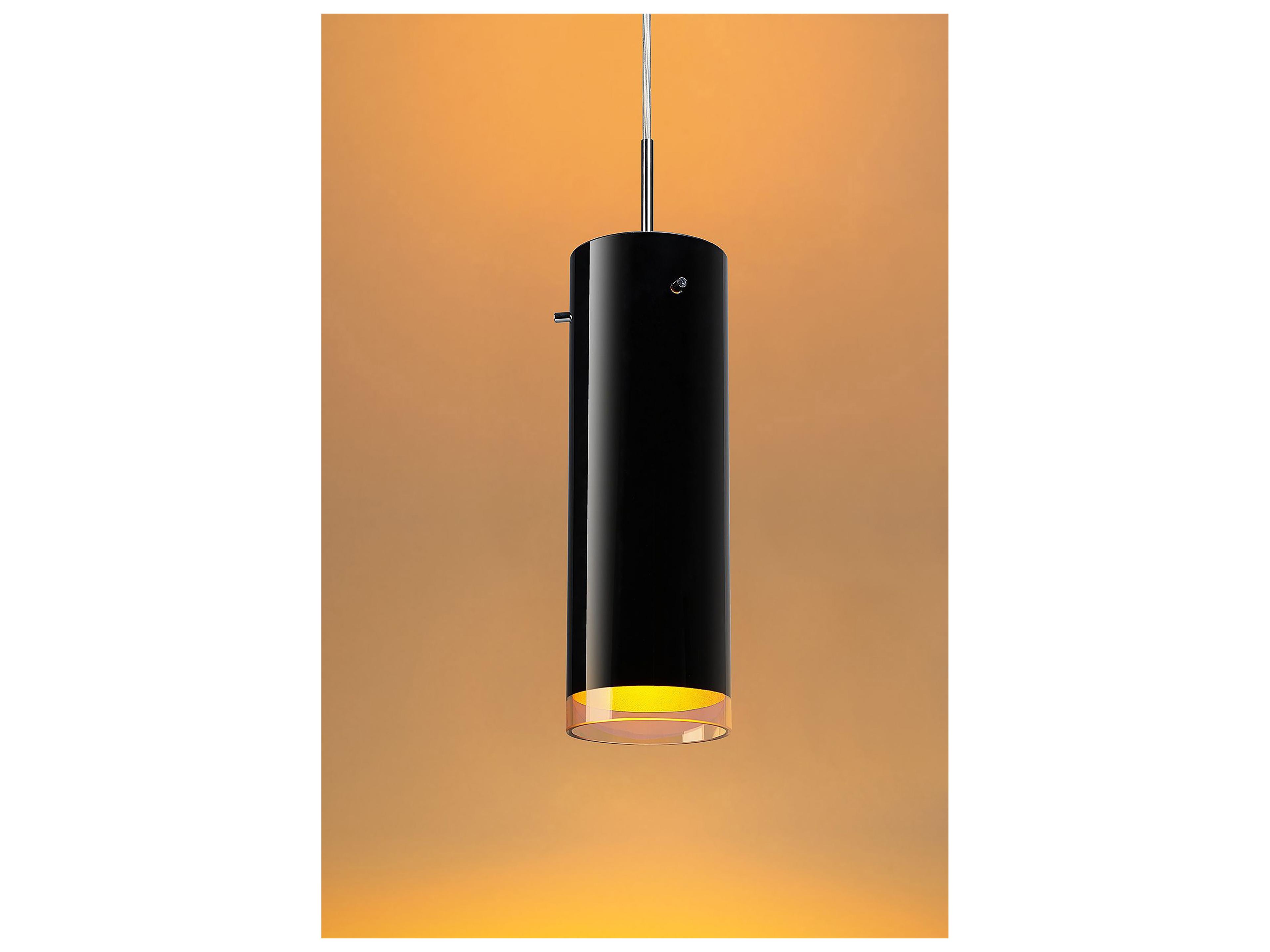 Bruck Lighting Cyrus 1-Light Black Glass LED Cylinder Mini Pendant