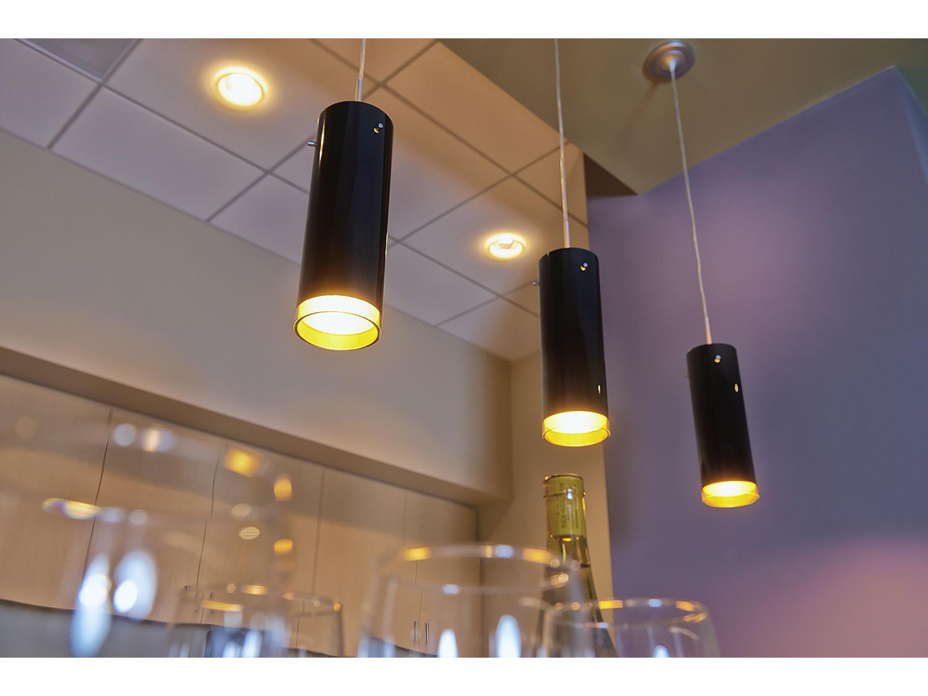 Bruck Lighting Cyrus 1-Light Black Glass LED Cylinder Mini Pendant