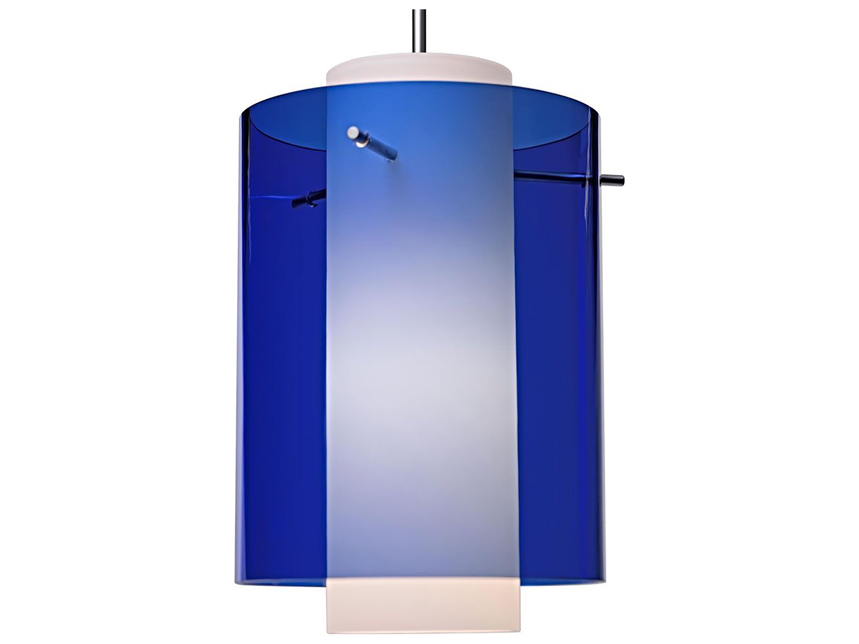 Bruck Lighting Rome 1-Light Blue Glass LED Cylinder Mini Pendant