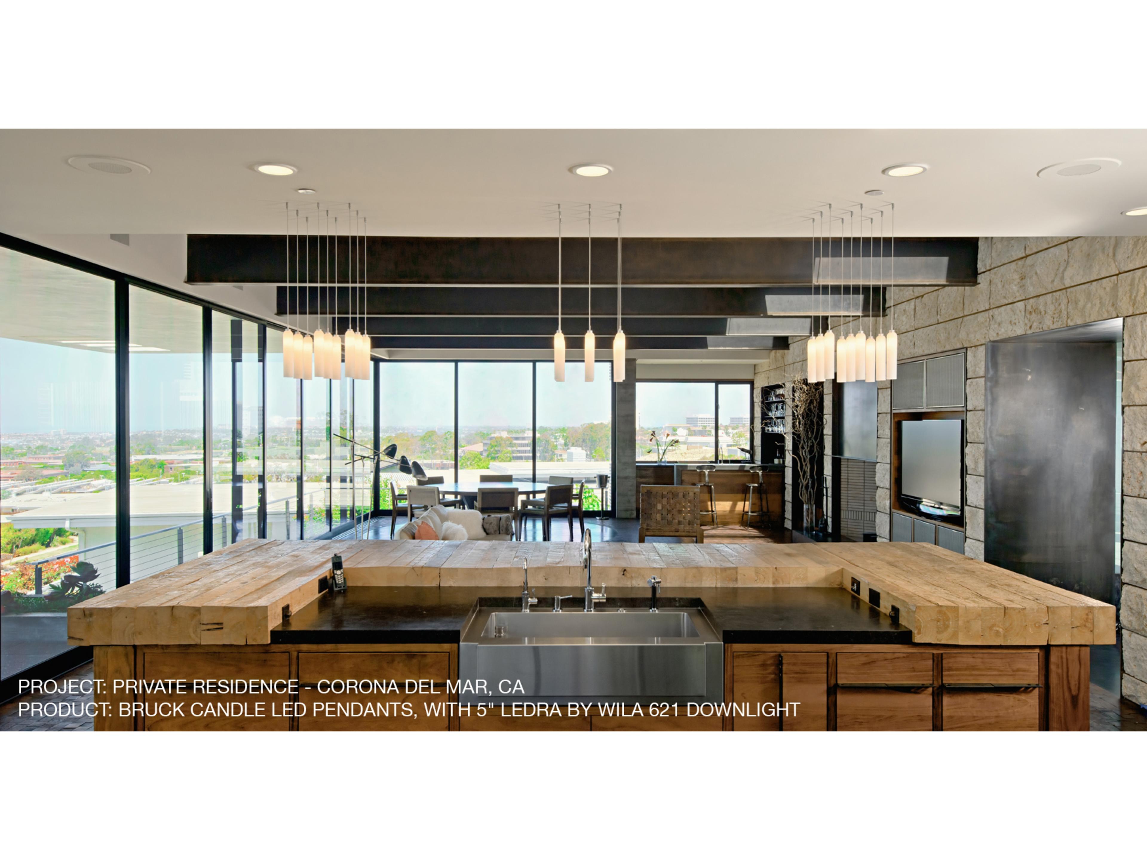 Bruck Lighting Candle 1-Light White Glass LED Cylinder Mini Pendant