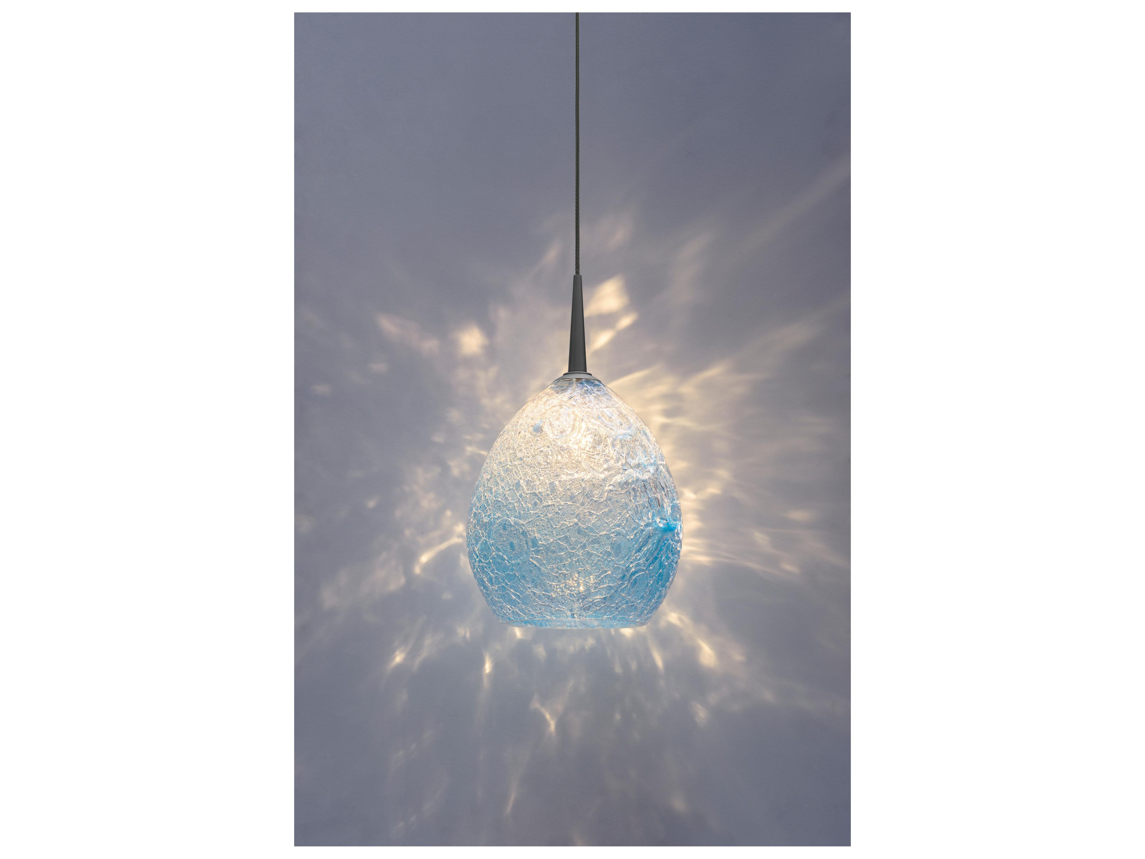 Bruck Lighting Vibe 1-Light Blue Glass Bell Mini Pendant