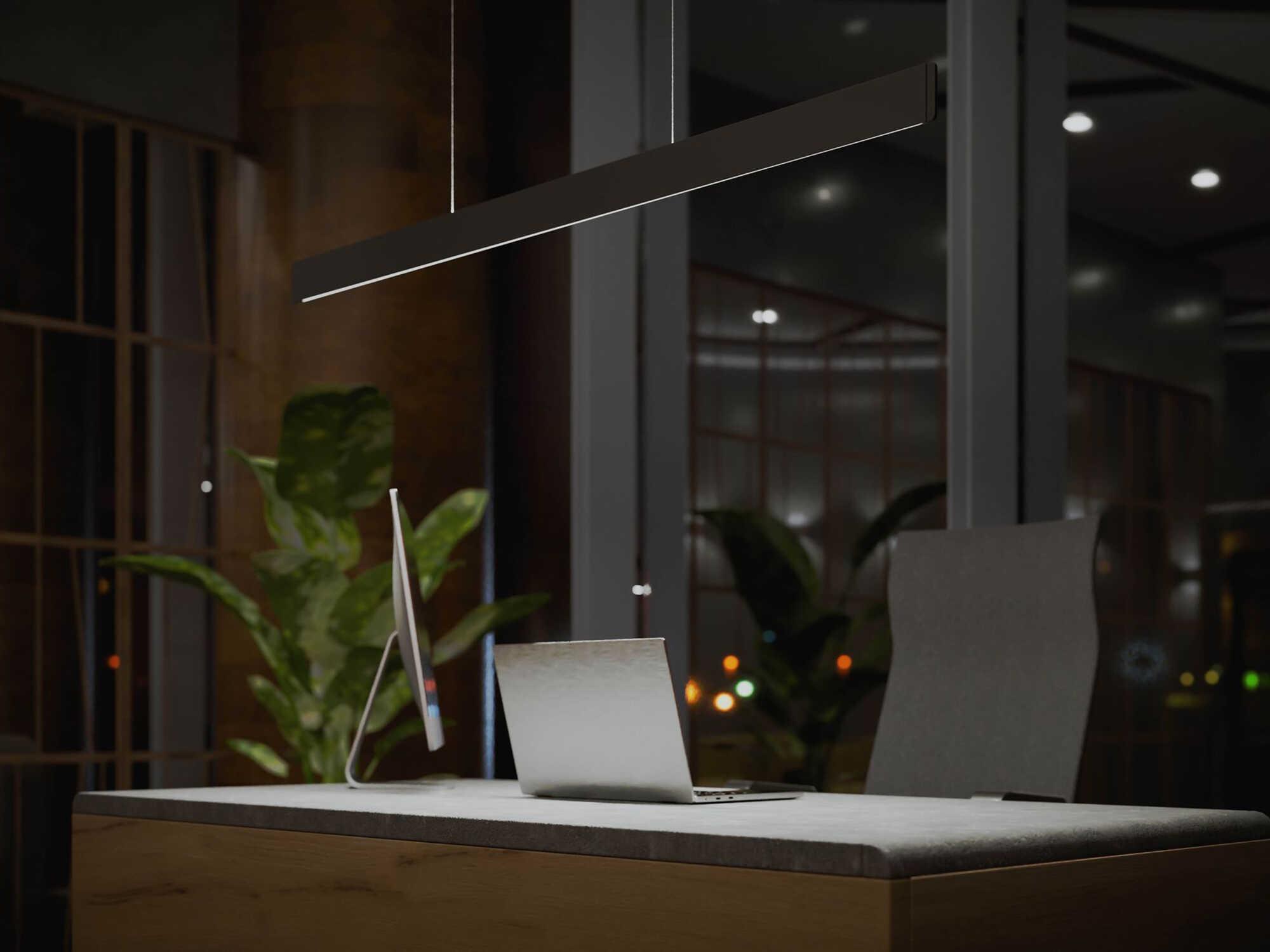 Bruck Lighting After-8 1-Light Black Linear Island Pendant