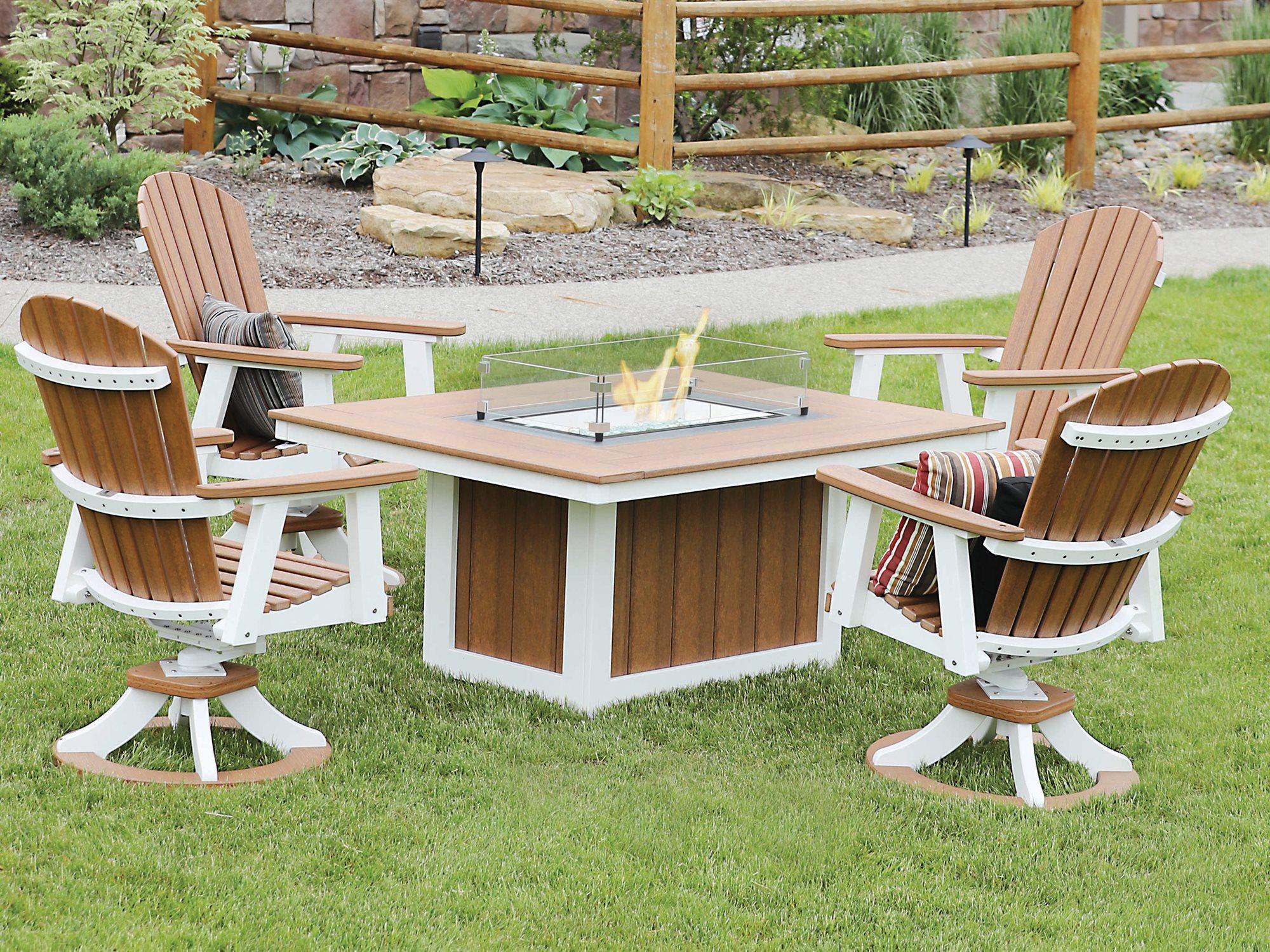 Berlin Gardens Comfo-back Recycled Plastic Fire Pit Outdoor Patio Dining Set