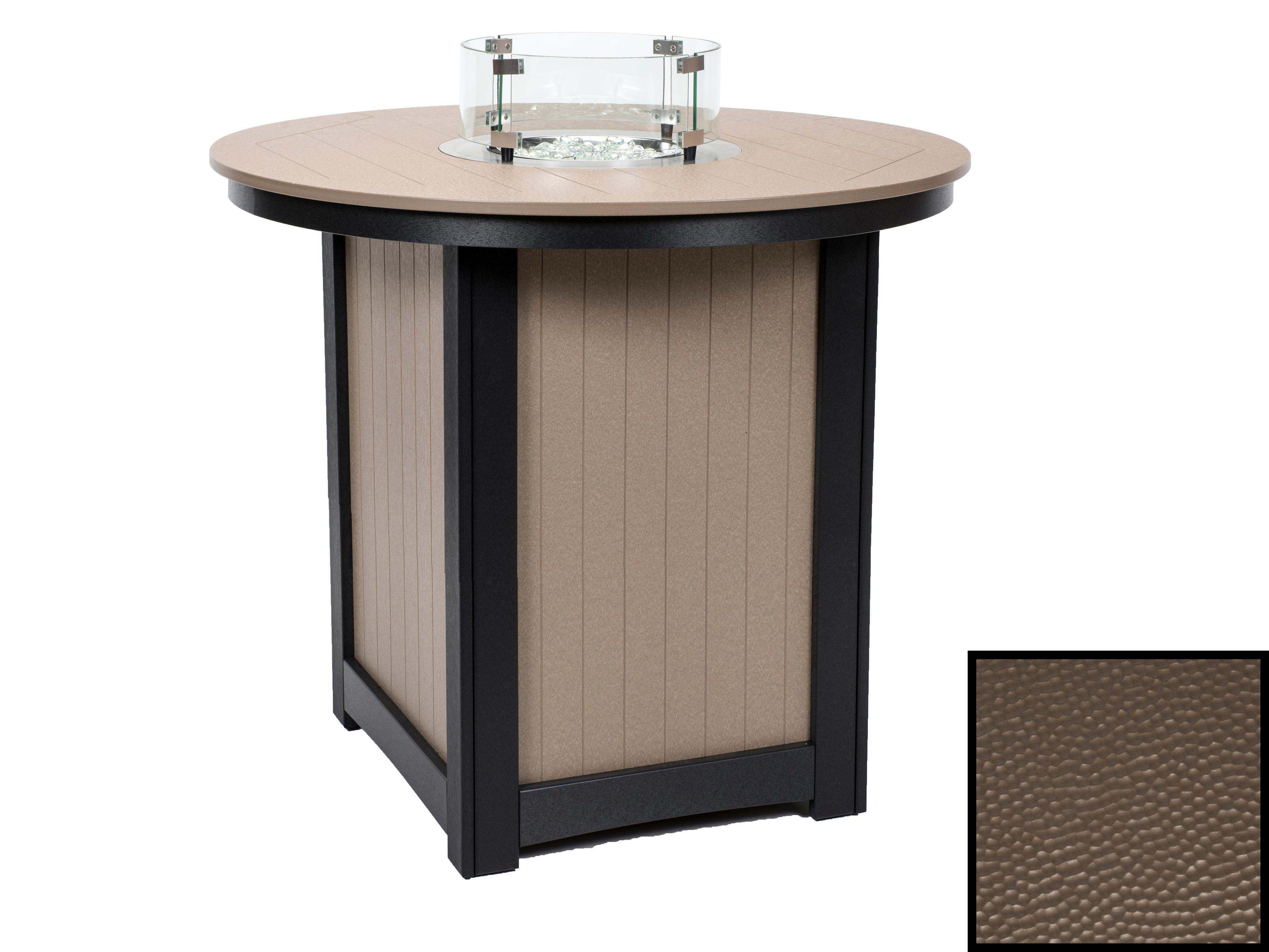 Berlin Gardens Donoma Recycled Plastic Hammered Round Bar Height Patio Fire Pit Table