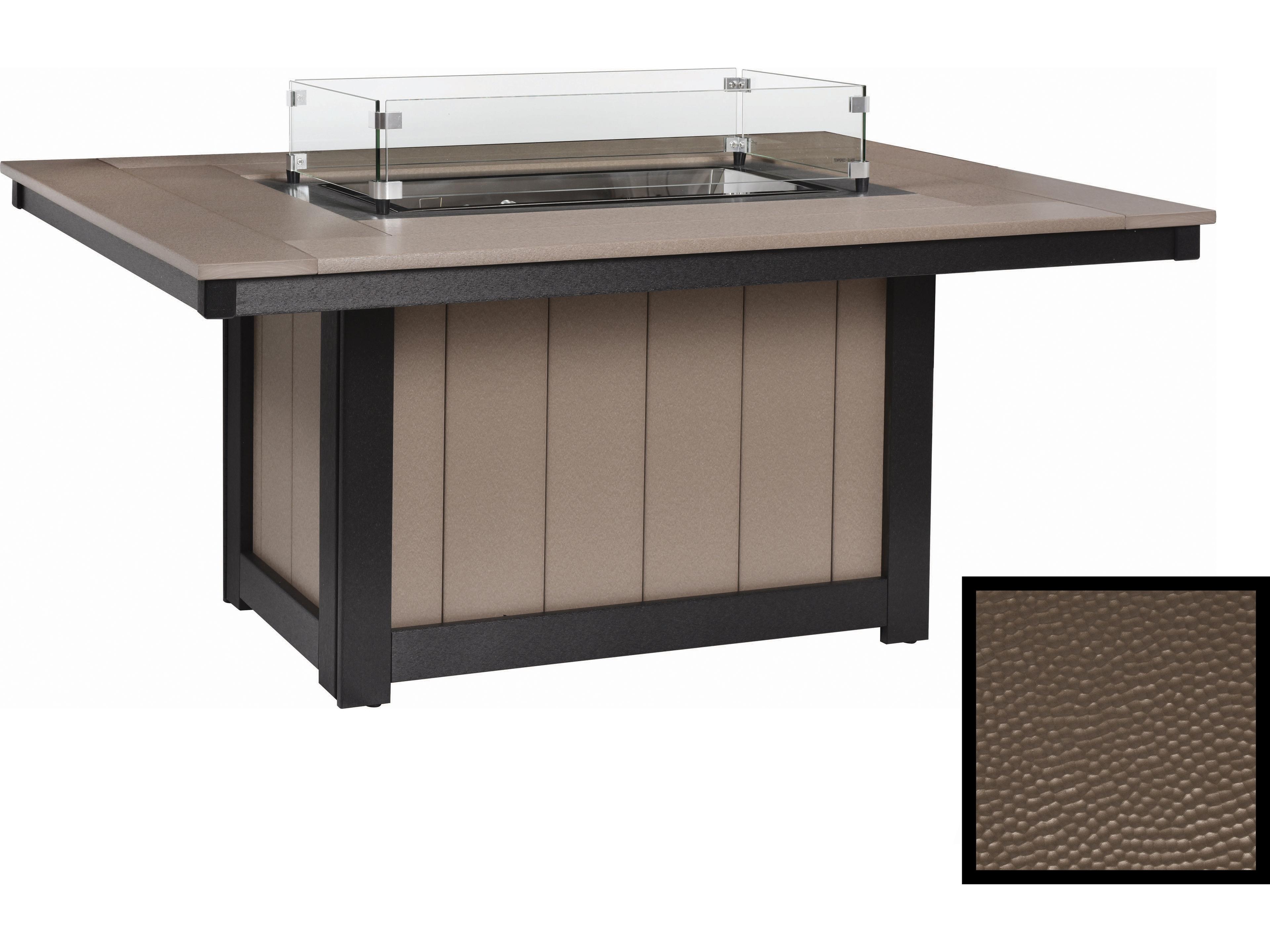Berlin Gardens Donoma Recycled Plastic Hammered Rectangular Dining Height Patio Fire Pit Table