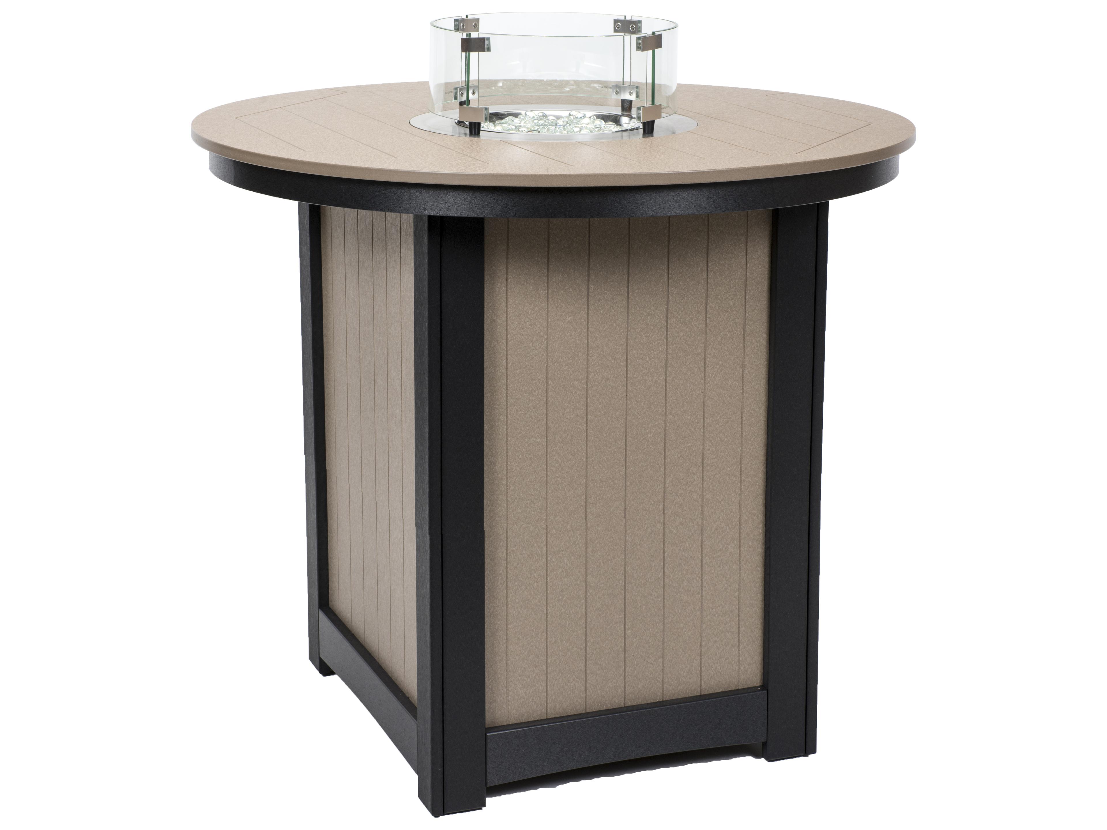 Berlin Gardens Donoma Recycled Plastic Round Bar Height Outdoor Fire Pit Table