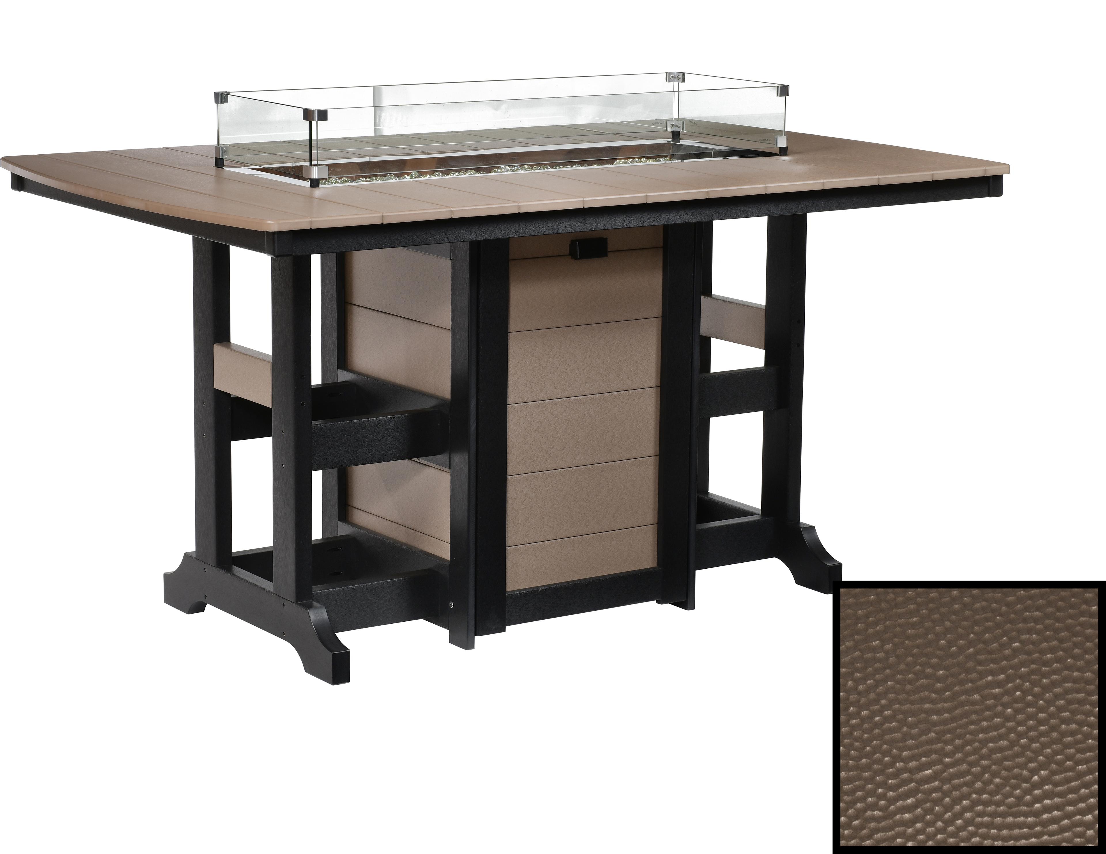 Berlin Gardens Garden Classic Recycled Plastic Hammered Rectangular Dining Height Outdoor Fire Pit Table