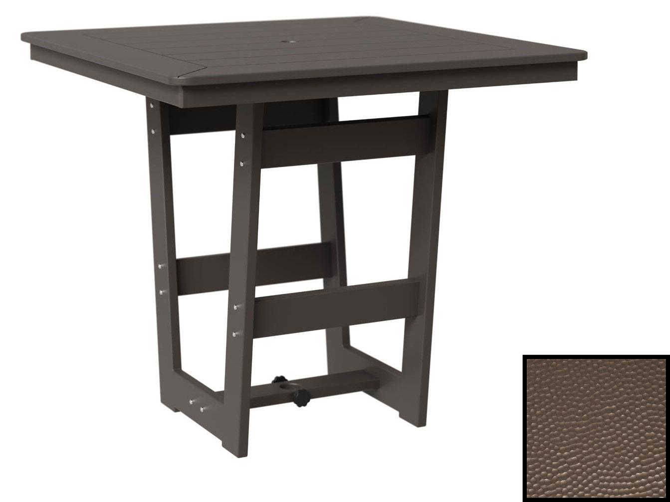 Berlin Gardens Hudson Recycled Plastic Rectangular Counter Height Table in Hammered with Umbrella Hole