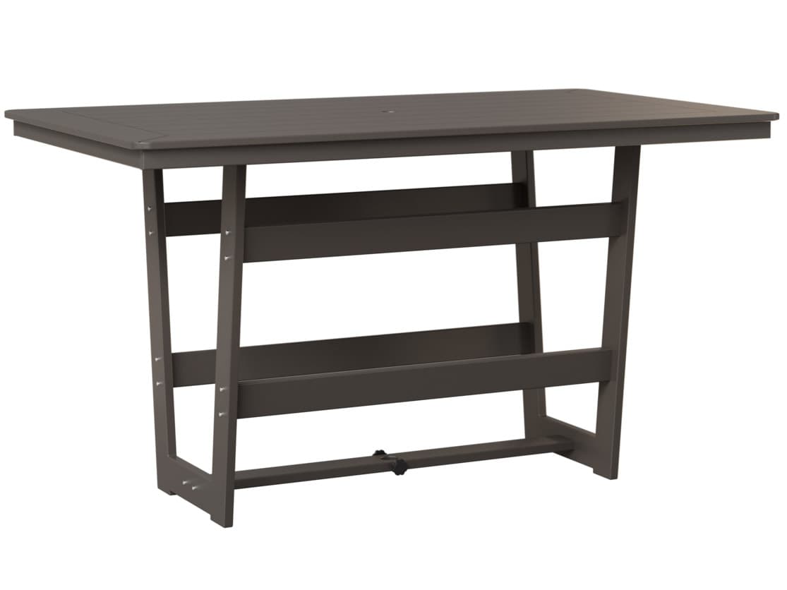 Berlin Gardens Hudson Recycled Plastic Rectangular Outdoor Patio Bar Height Table with Umbrella Hole