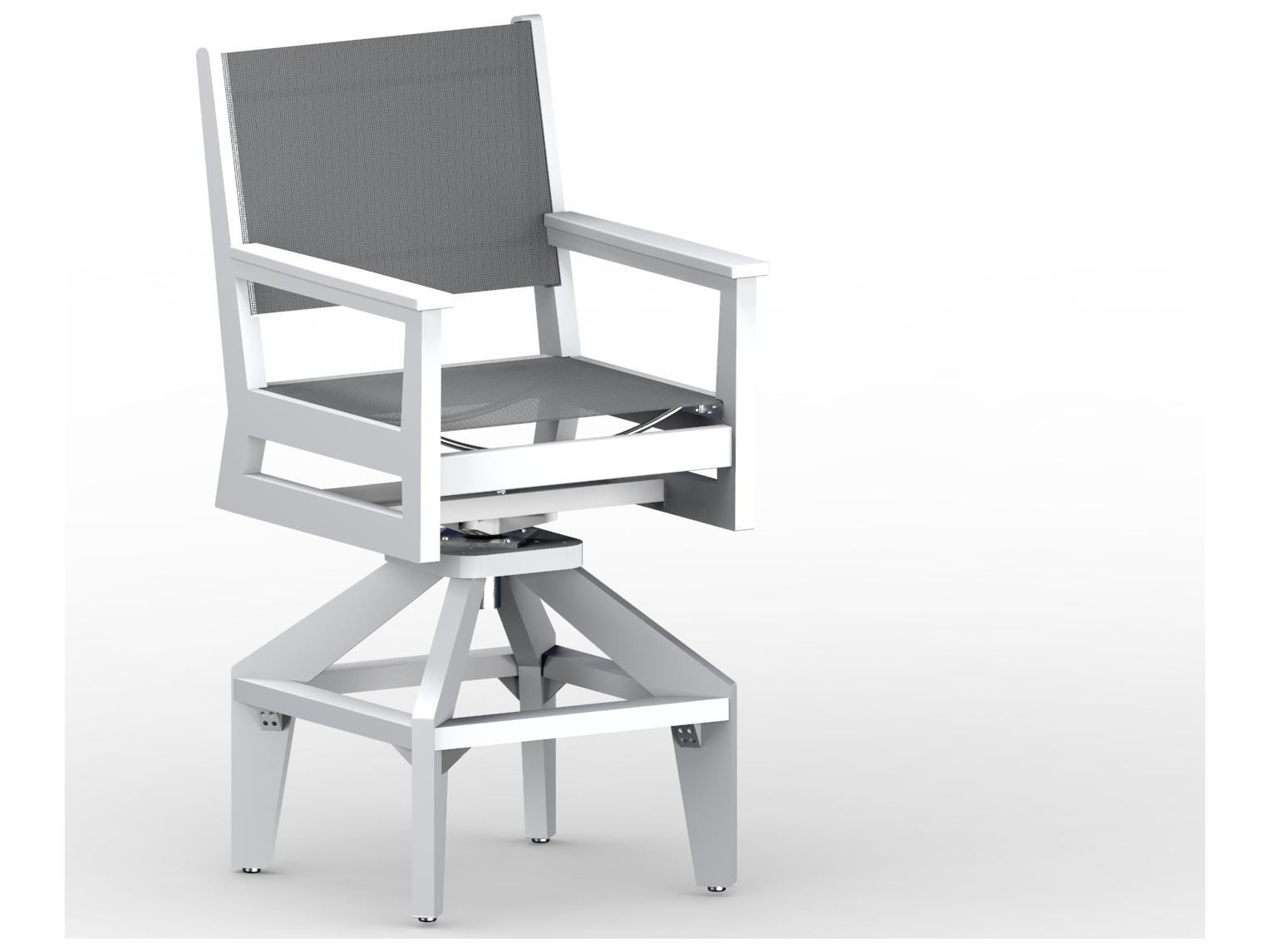 Berlin Gardens Manhew Sling Recycled Plastic Swivel Patio Bar Chair