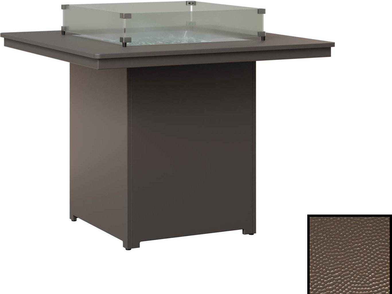 Berlin Gardens Numa Recycled Plastic Square Bar Height Outdoor Patio Fire Pit Table in Hammered