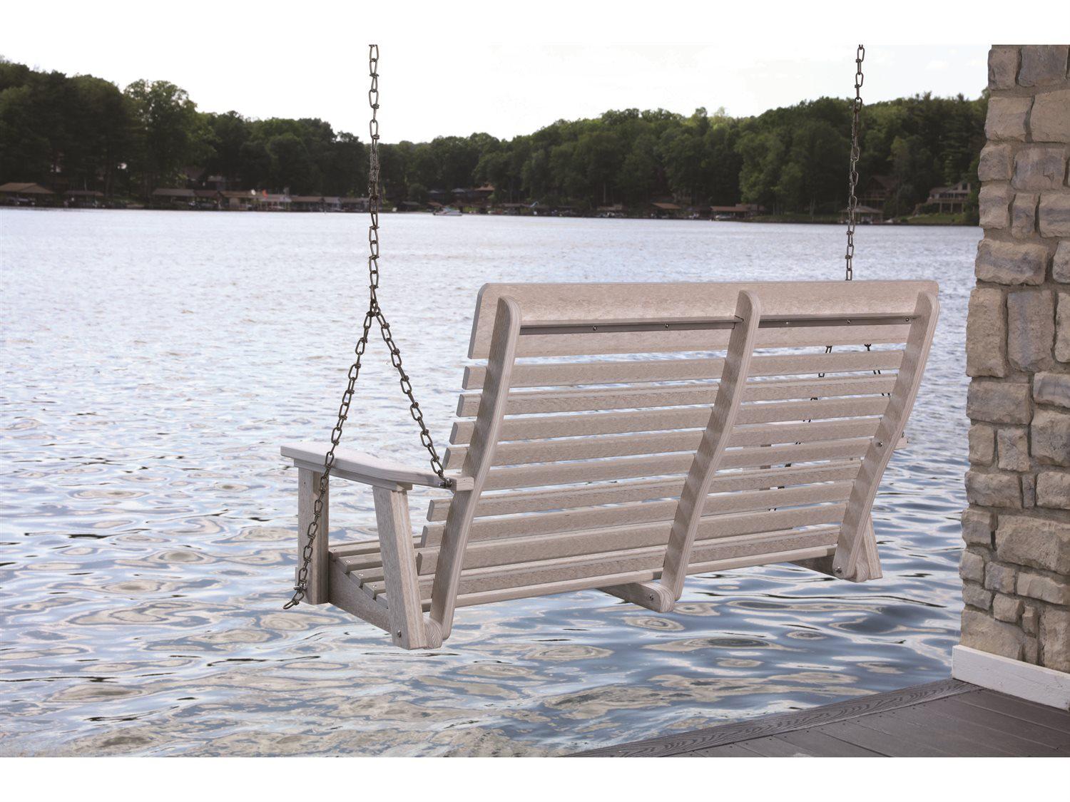 Berlin Gardens Casual Back Recycled Plastic Double Outdoor Patio Swing in Zinc Chains