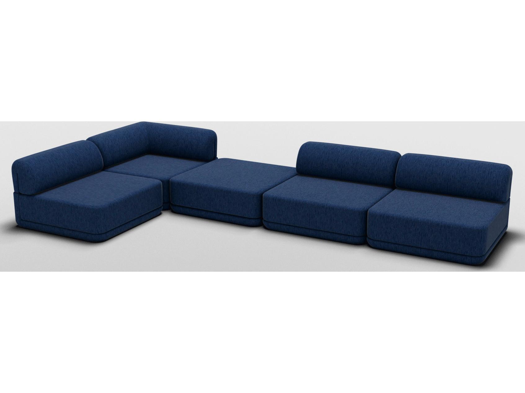 Bend Goods Cube Blue Upholstered Sectional Sofa