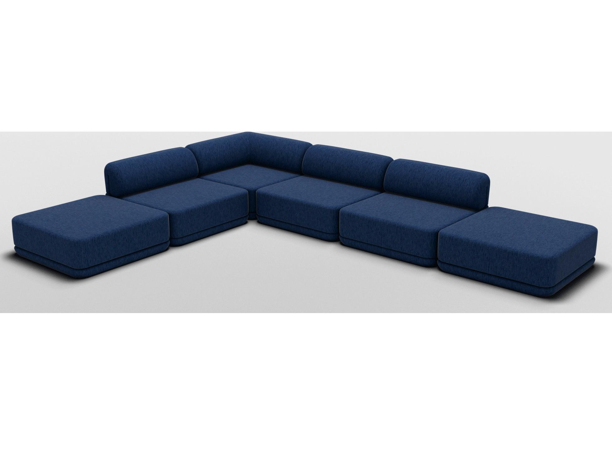 Bend Goods Cube Blue Upholstered Sectional Sofa
