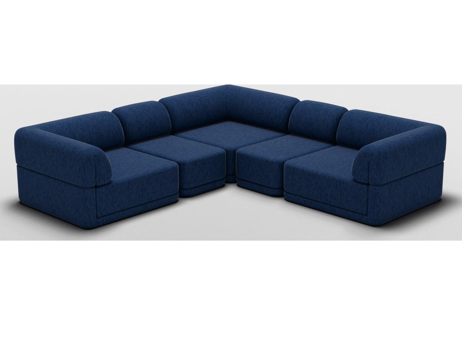 Bend Goods Cube Blue Upholstered Sectional Sofa