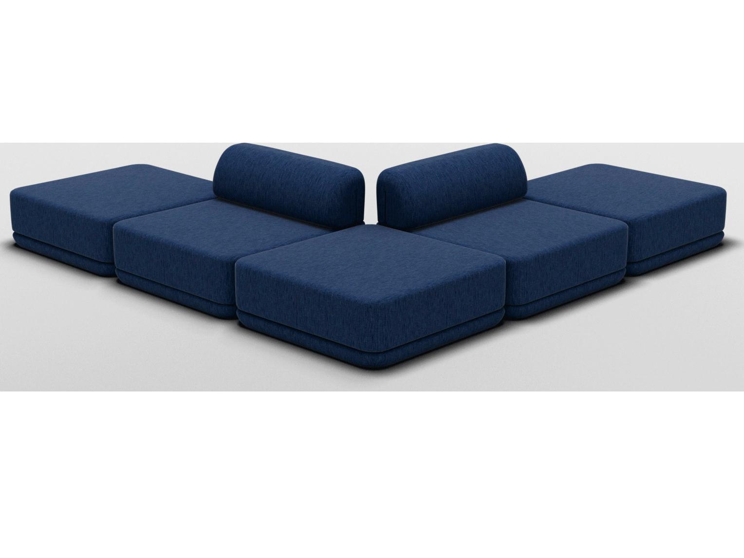 Bend Goods Cube Blue Upholstered Sectional Sofa