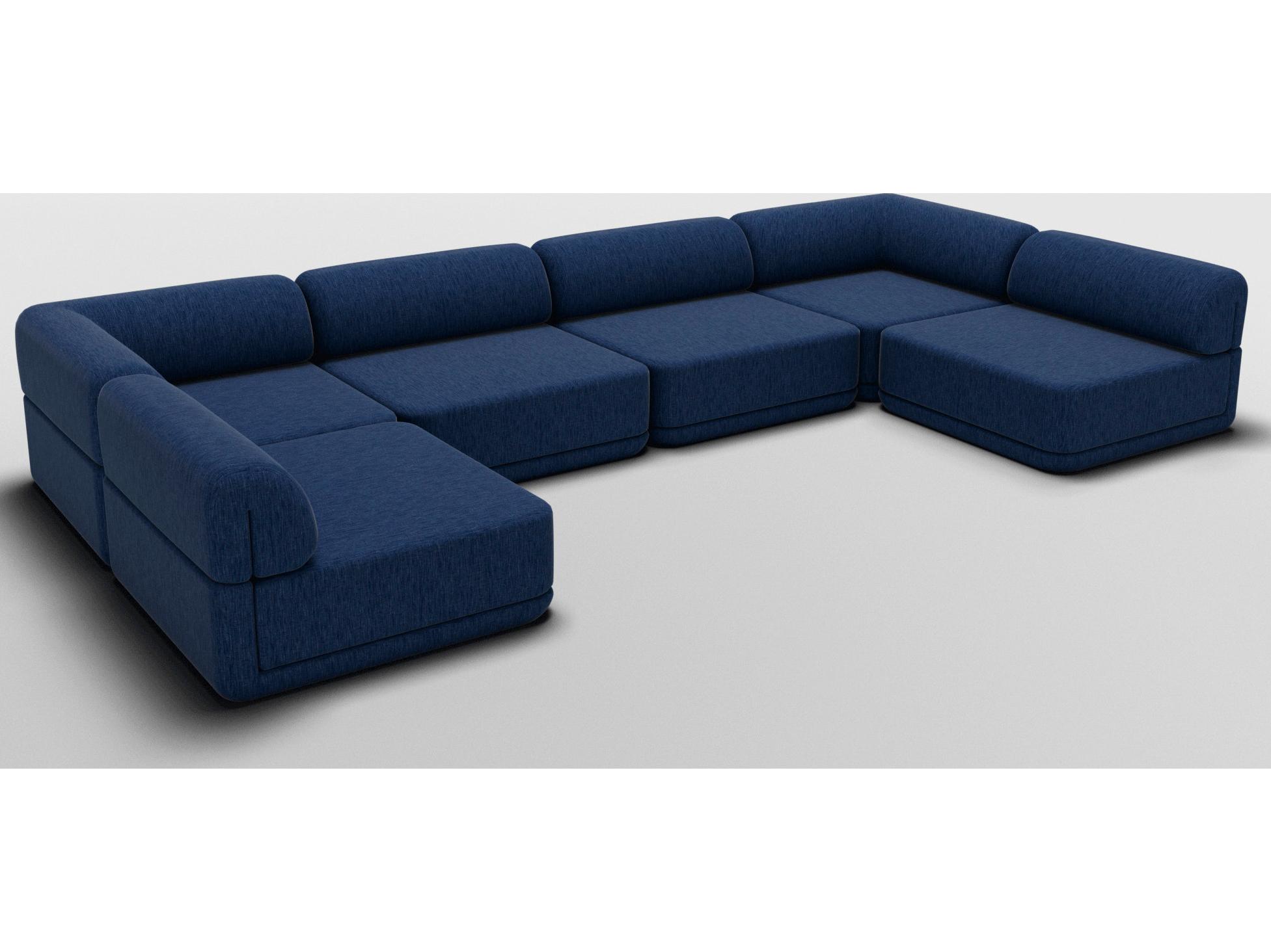 Bend Goods Cube Blue Upholstered Sectional Sofa
