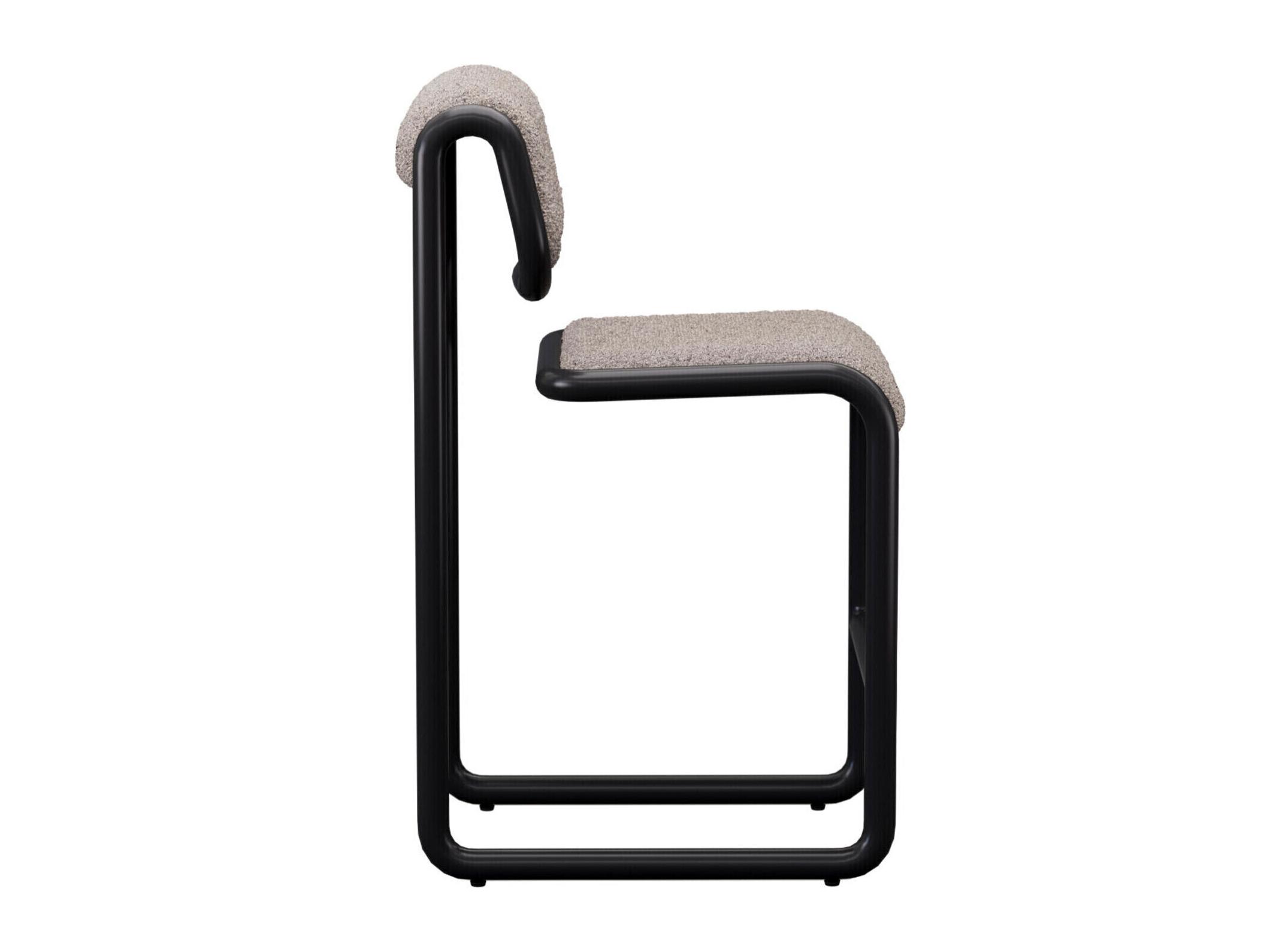 Bend Goods Tube Black Frame With Grey Boucle Fabric Upholstered Plywood Counter Stool