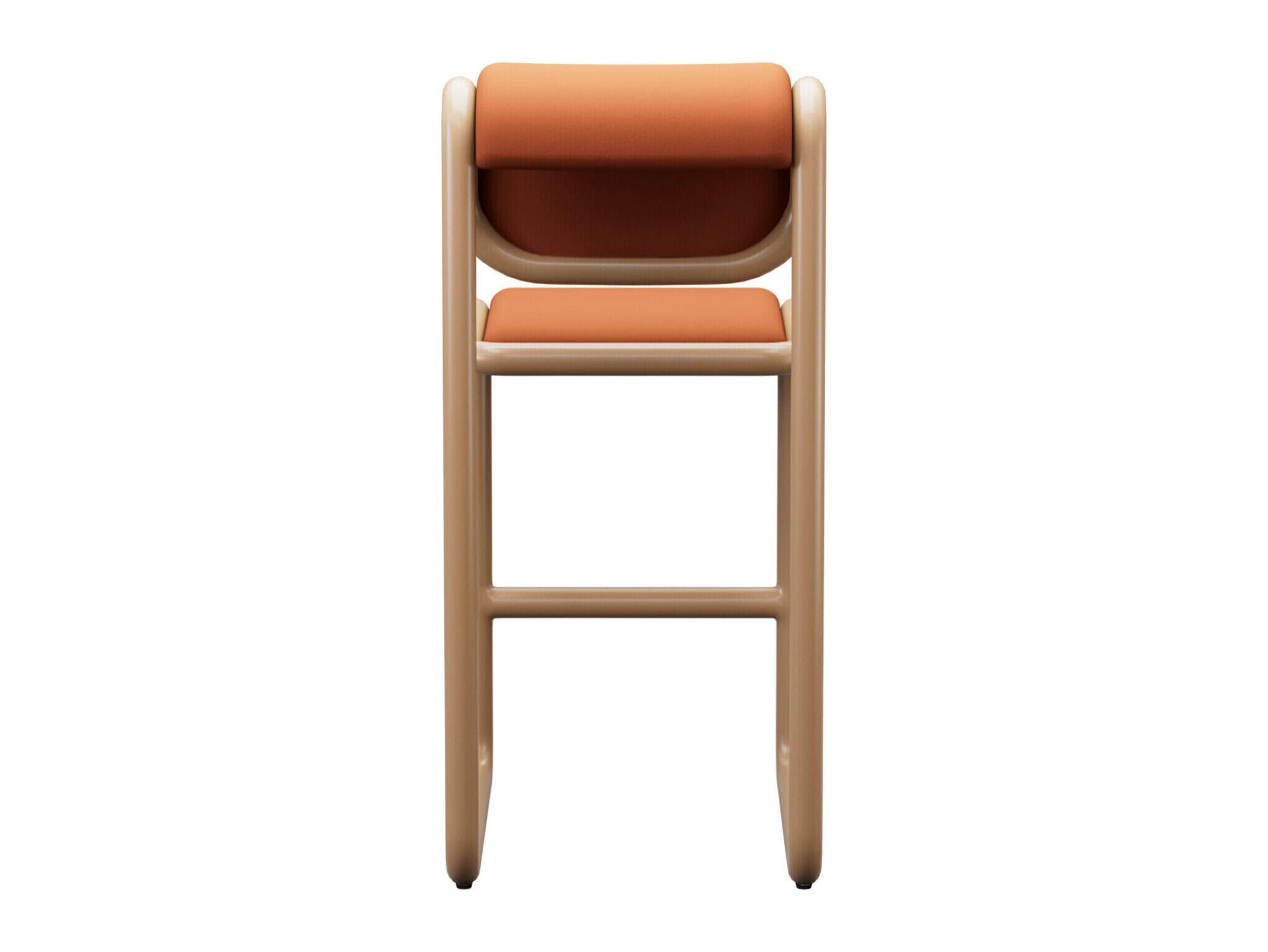 Bend Goods Tube Tan Frame With Leather Fabric Plywood Counter Stool