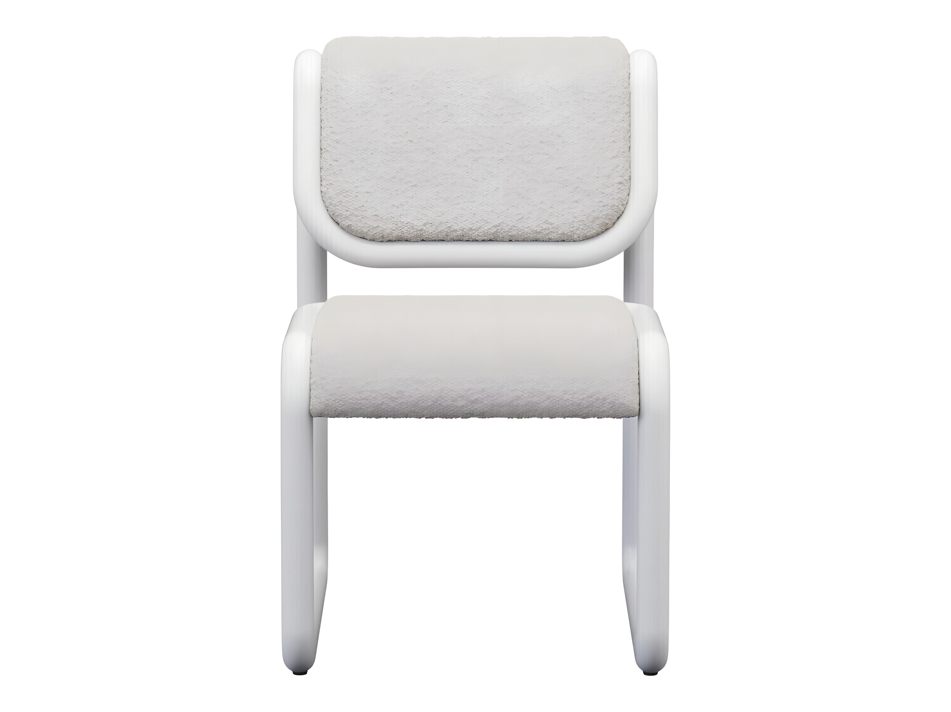 Bend Goods Tube Plywood White Upholstered Armless Dining Chair
