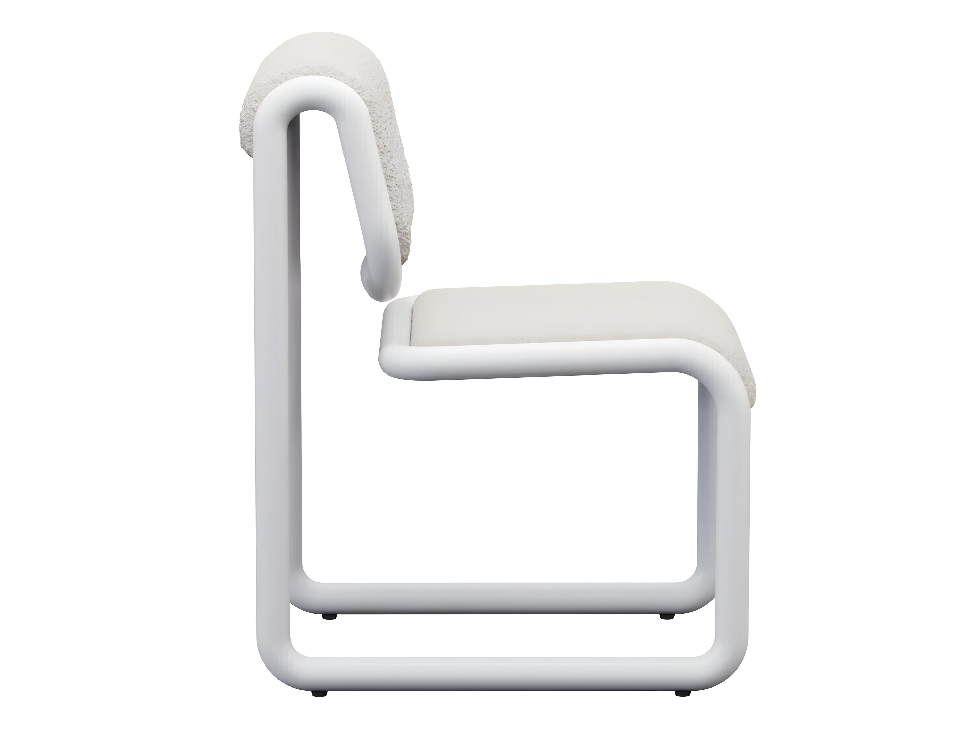 Bend Goods Tube Plywood White Upholstered Armless Dining Chair