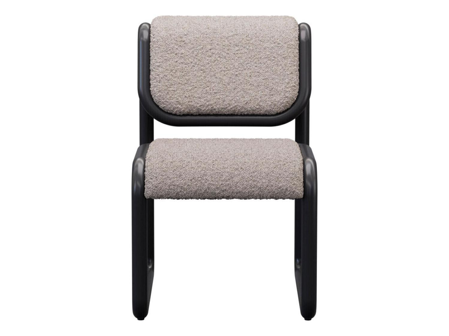 Bend Goods Tube Plywood Black Upholstered Armless Dining Chair