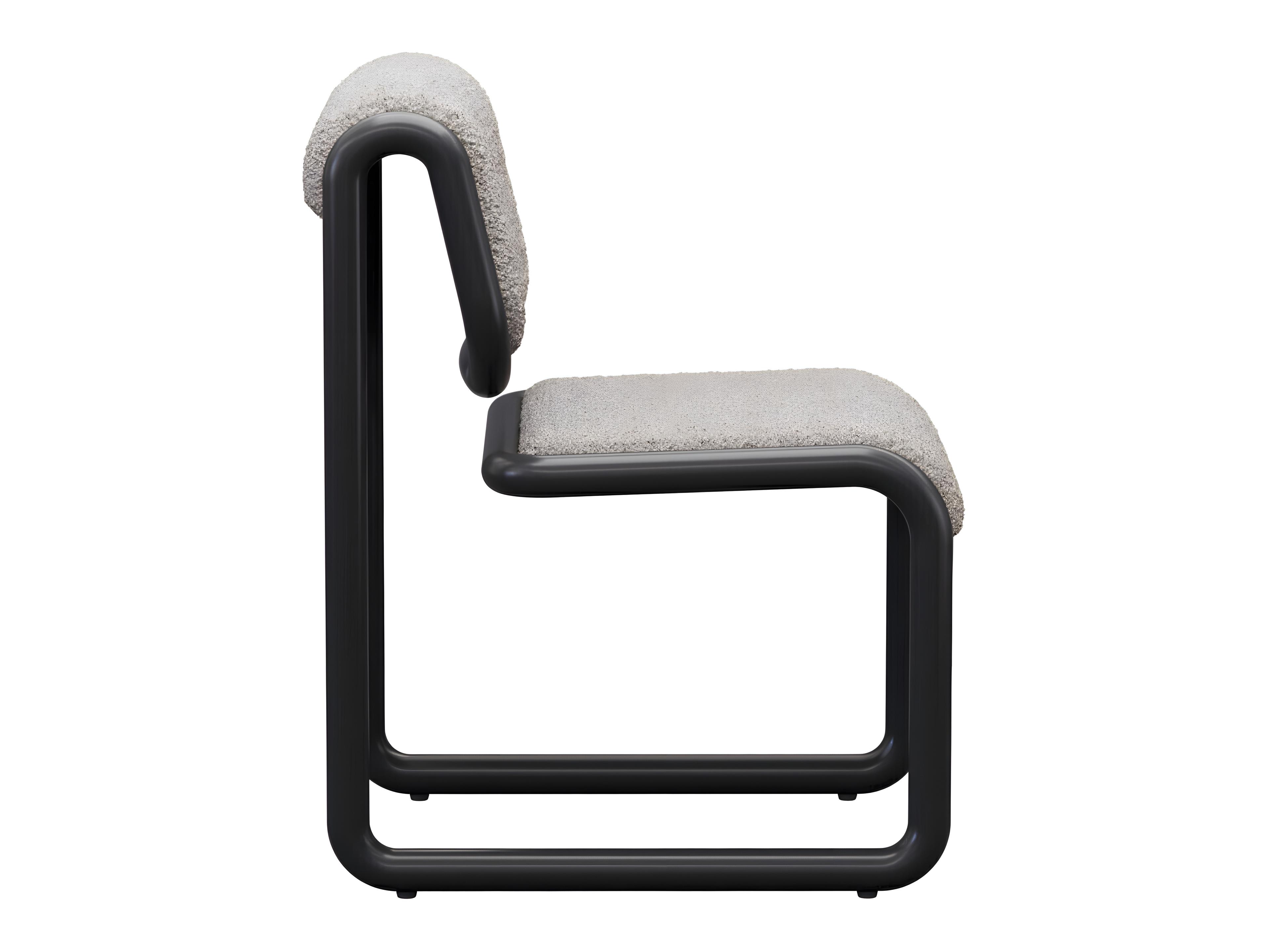 Bend Goods Tube Plywood Black Upholstered Armless Dining Chair