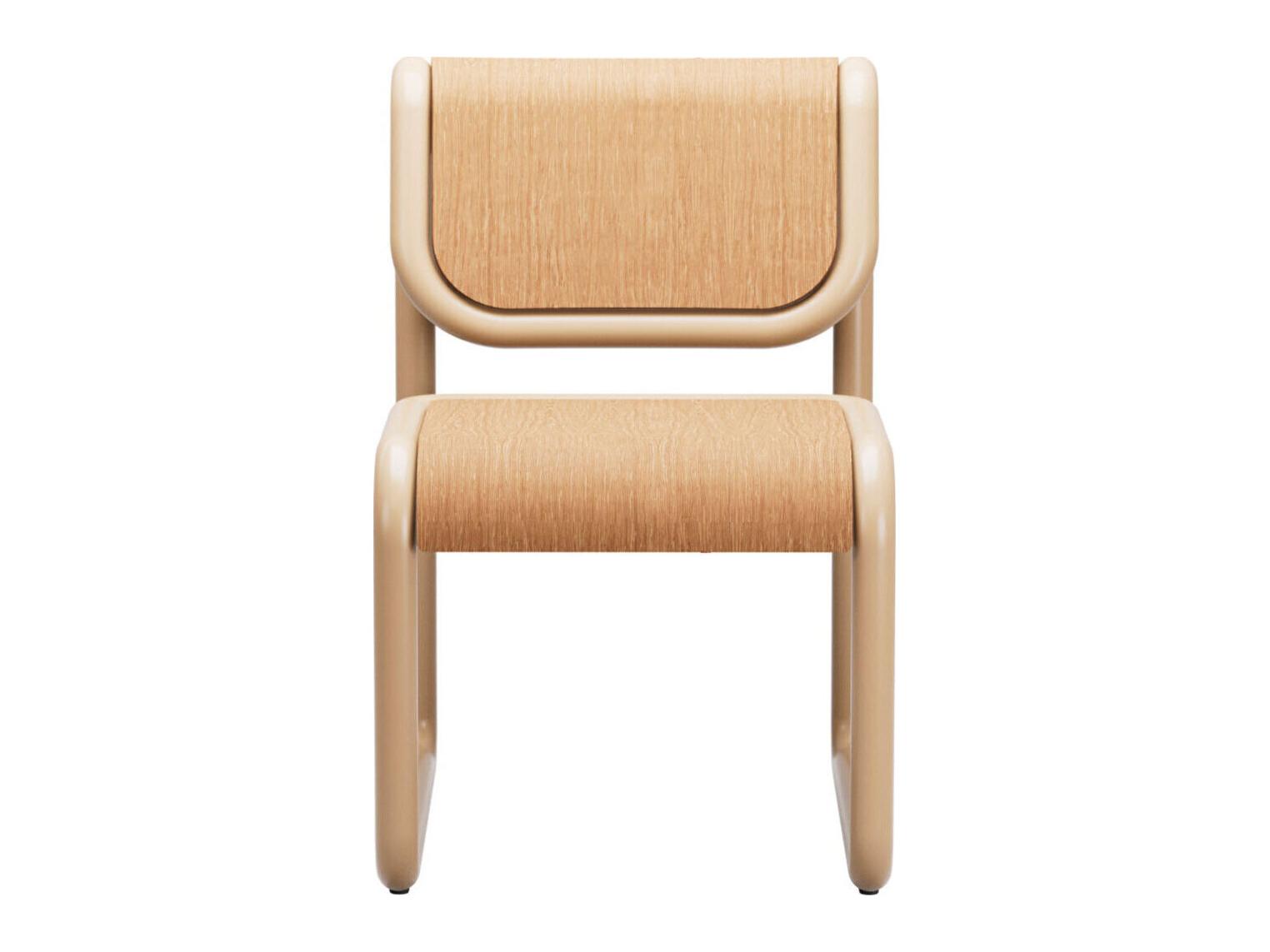 Bend Goods Tube Plywood Brown Armless Dining Chair