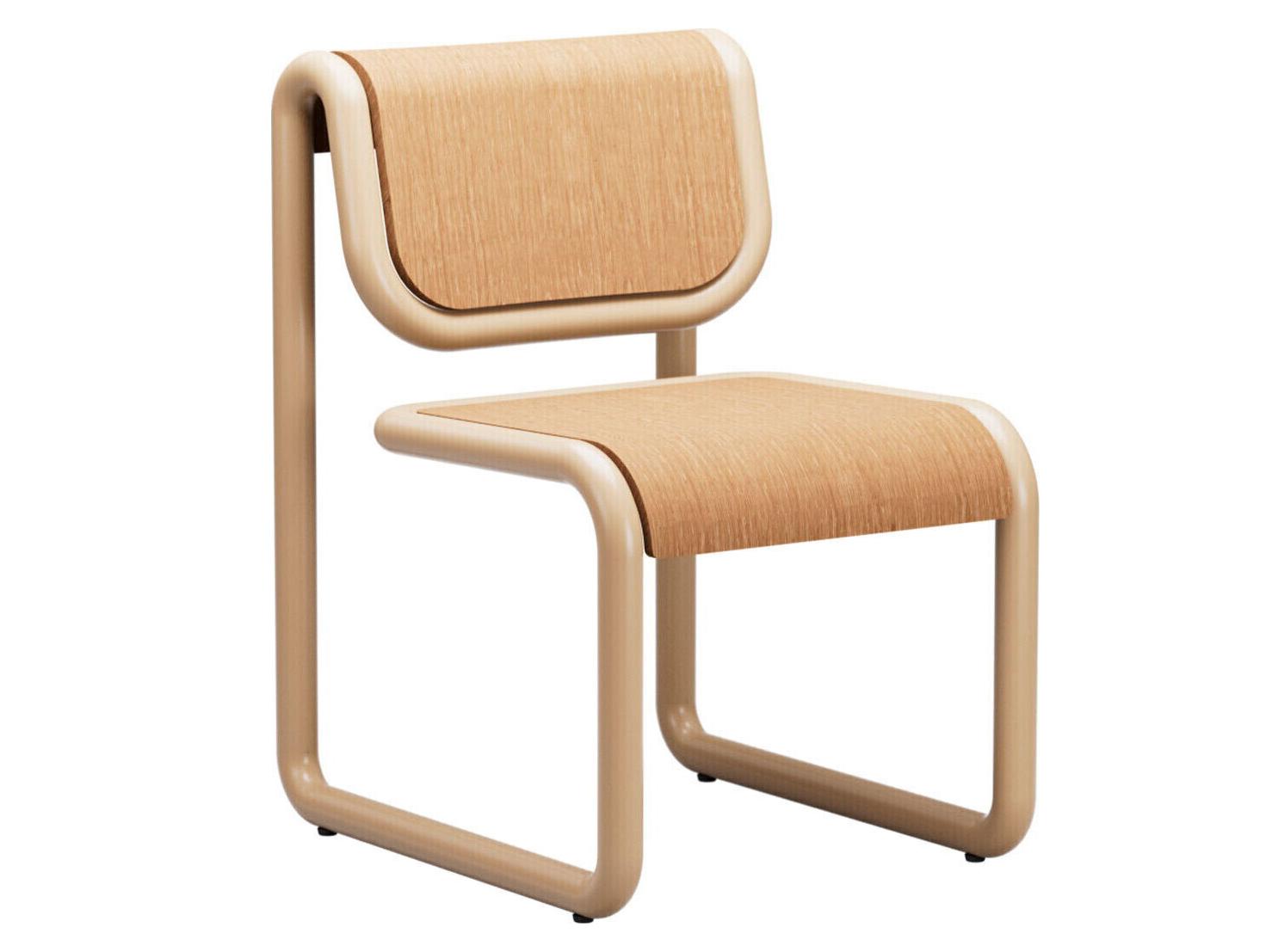 Bend Goods Tube Plywood Brown Armless Dining Chair