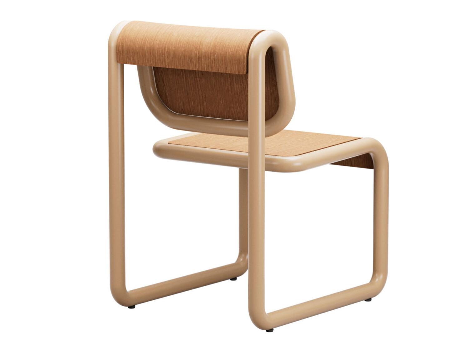 Bend Goods Tube Plywood Brown Armless Dining Chair