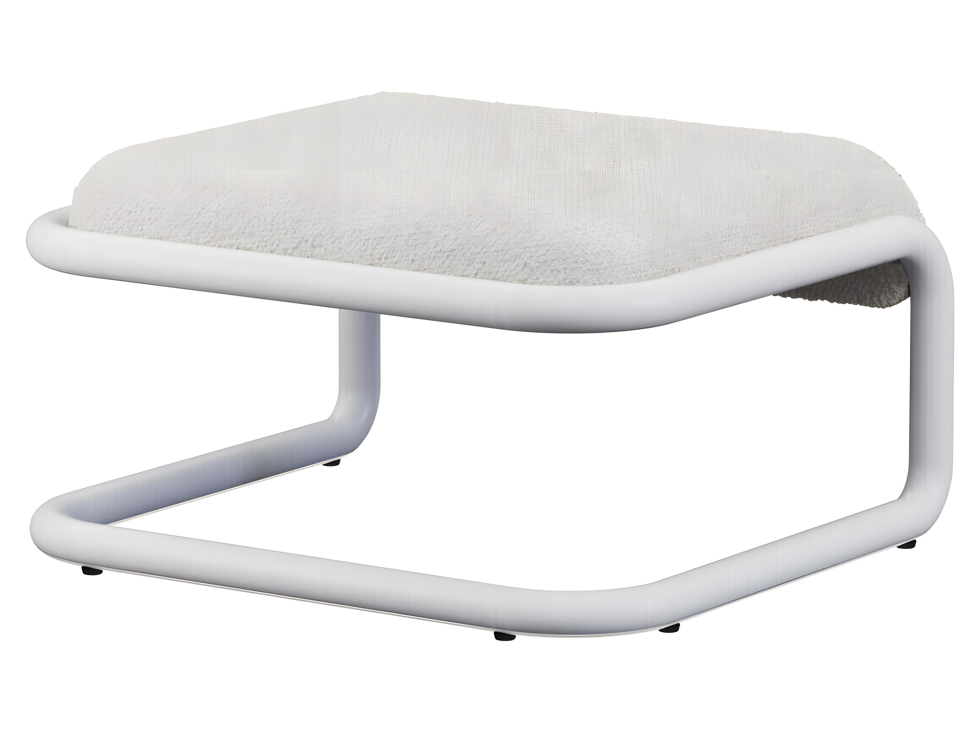 Bend Goods Tube White Frame With Boucle Fabric Upholstered Ottoman