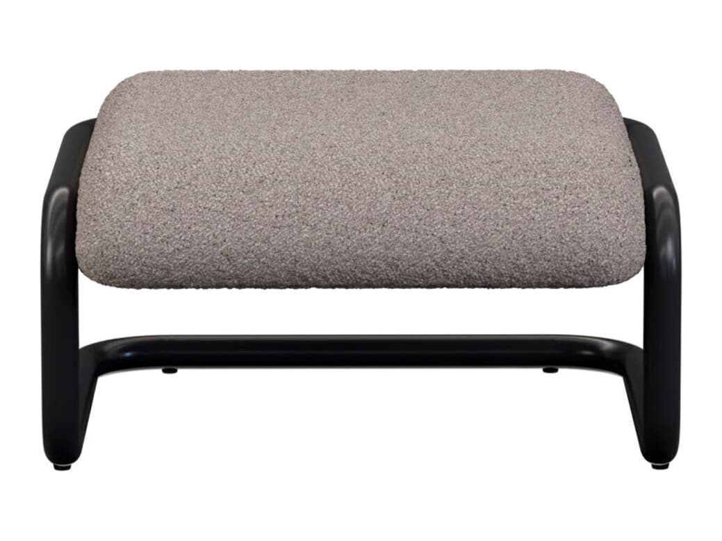 Bend Goods Tube Black Frame With Grey Boucle Fabric Upholstered Ottoman