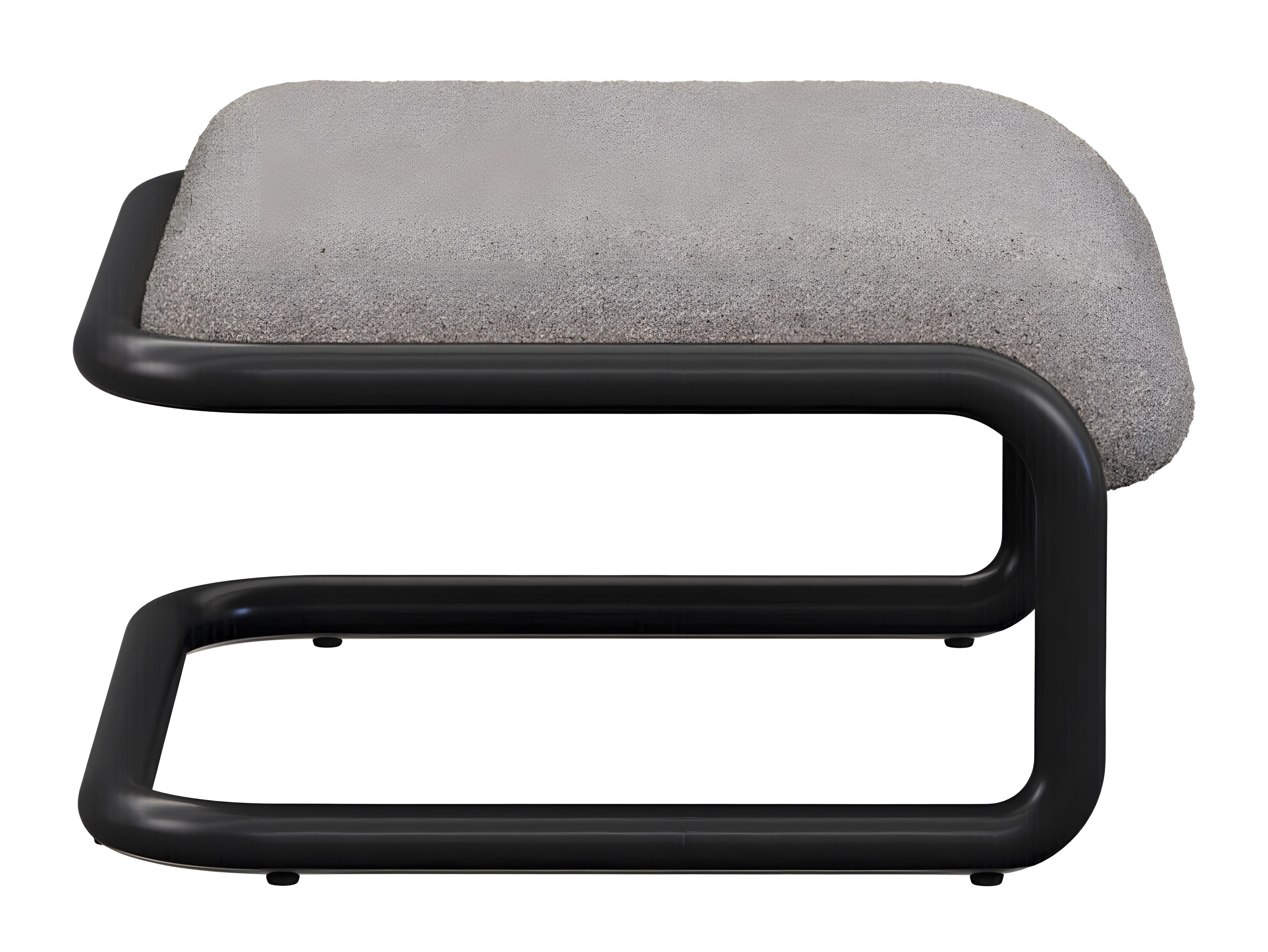 Bend Goods Tube Black Frame With Grey Boucle Fabric Upholstered Ottoman