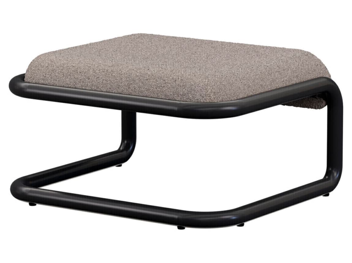 Bend Goods Tube Black Frame With Grey Boucle Fabric Upholstered Ottoman