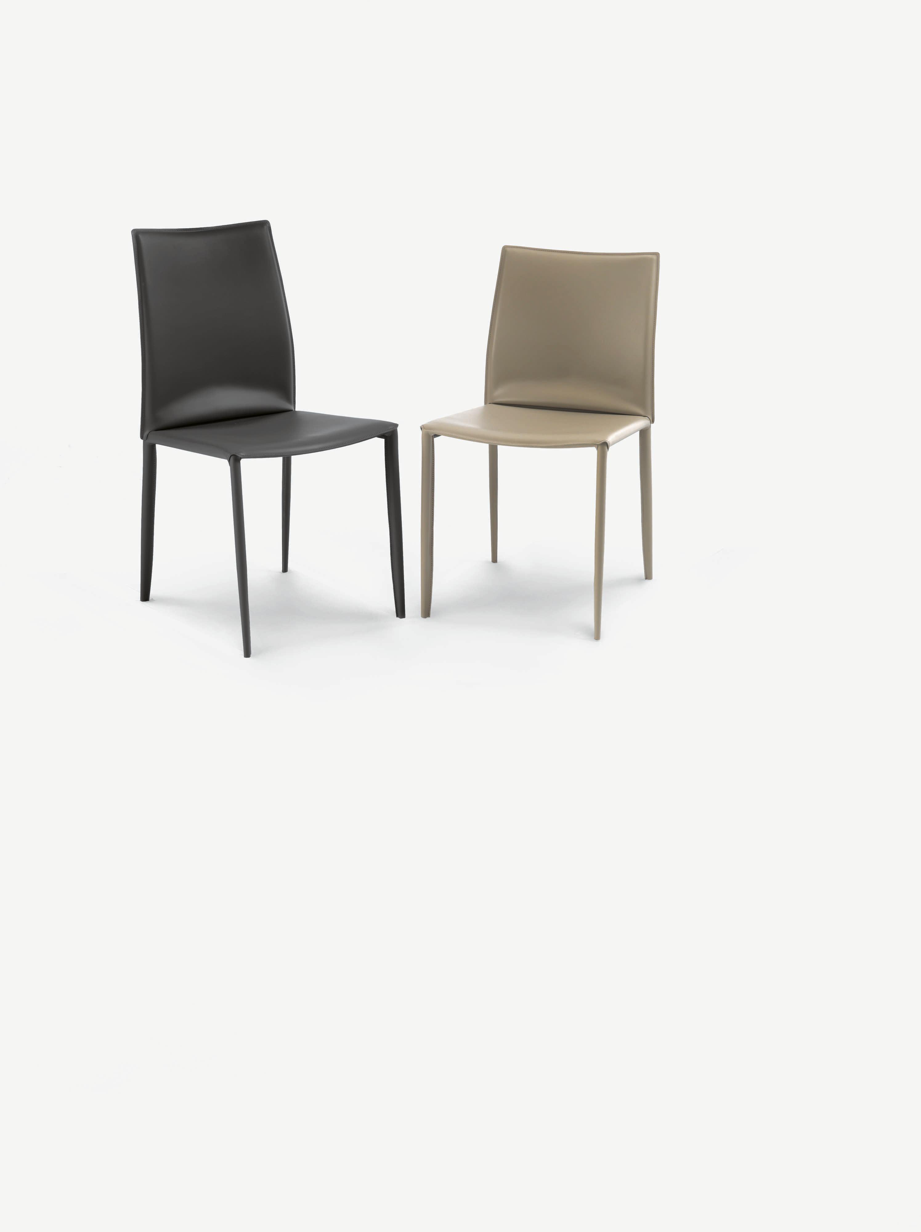 Bontempi Casa Linda Leather Gray Upholstered Side Dining Chair