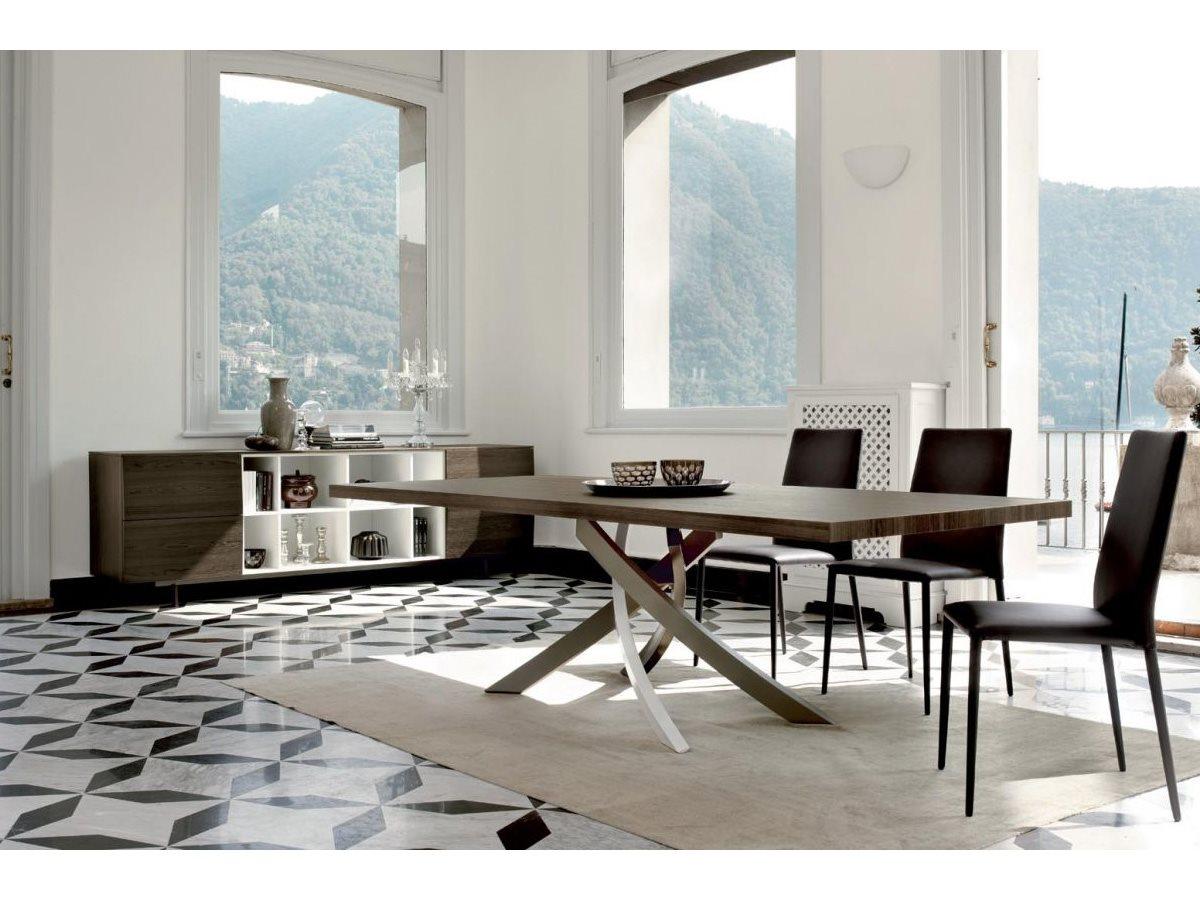 Bontempi Casa Artistico Rectangular Wood Walnut Multicolor Elegant Dining Table