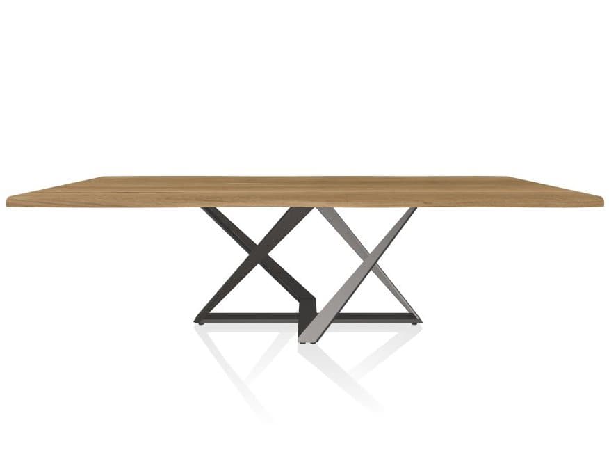 Bontempi Casa Millennium Rectangular Wood Natural Oak Silver Dining Table