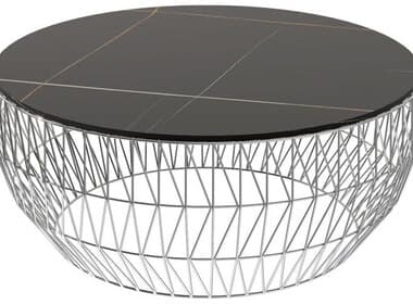 Bend Goods Outdoor Round Ceramic Stone Top in Black