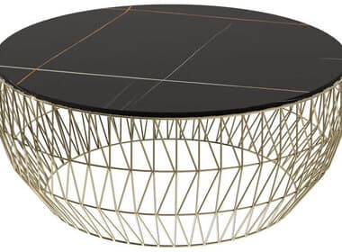 Bend Goods Outdoor Round Ceramic Stone Top in Black