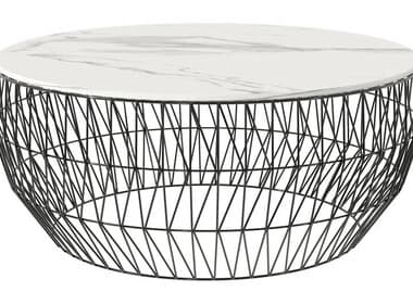 Bend Goods Outdoor Round Ceramic Stone Top in White