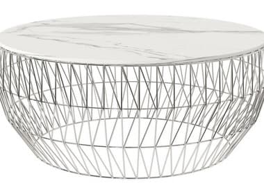 Bend Goods Outdoor Round Ceramic Stone Top in White