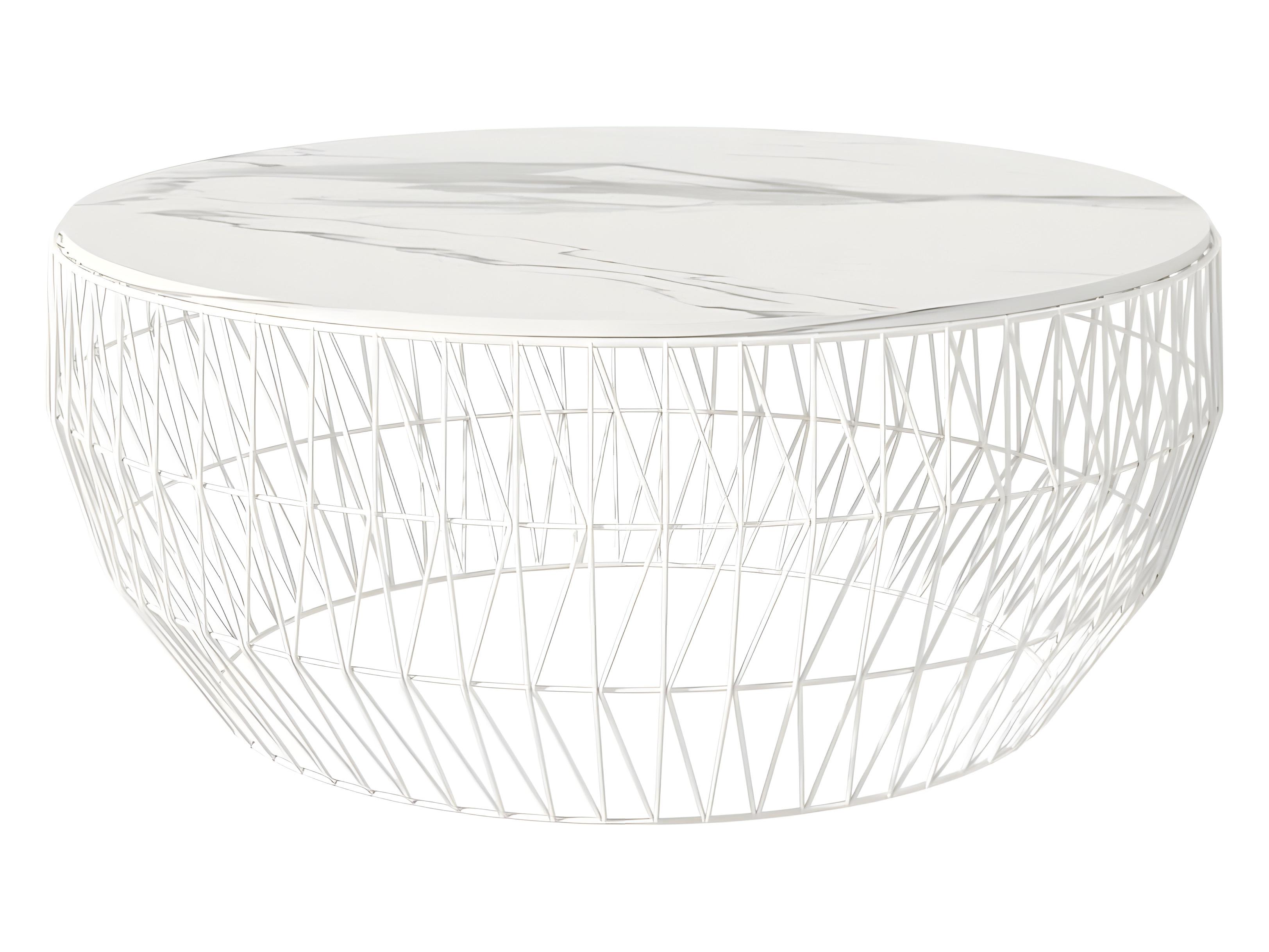 Bend Goods Outdoor Round Ceramic Stone Top in White