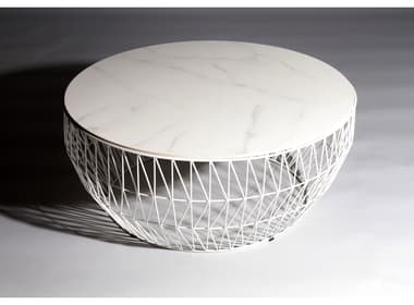 Bend Goods Outdoor Round Ceramic Stone Top in White