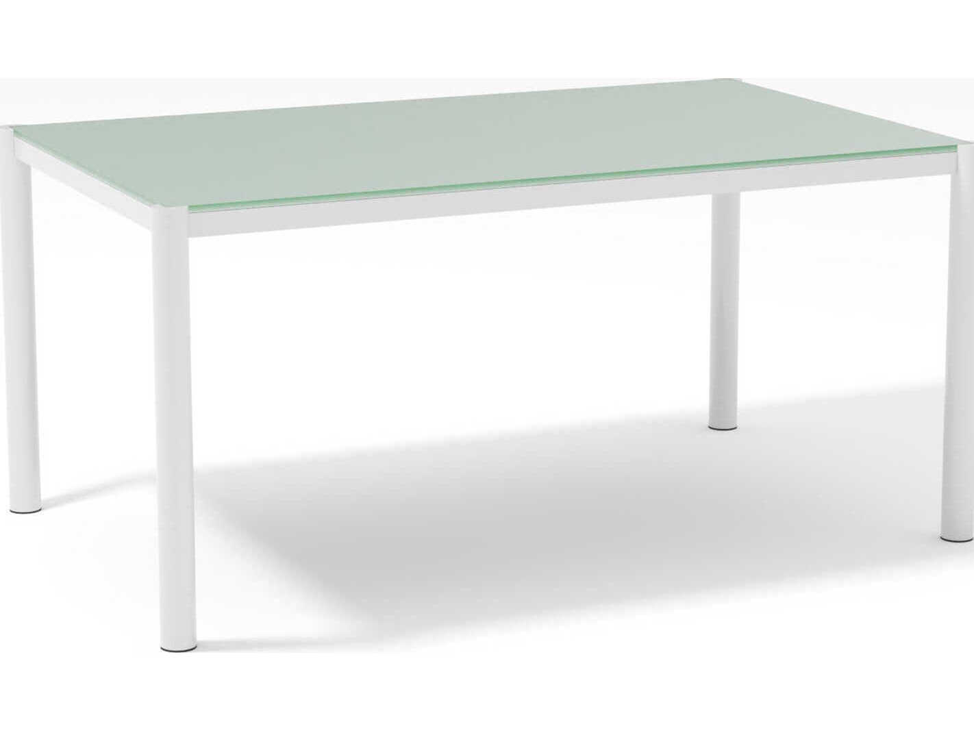 Bend Goods Outdoor Get Together White Rectangular Glass Top Dining Table