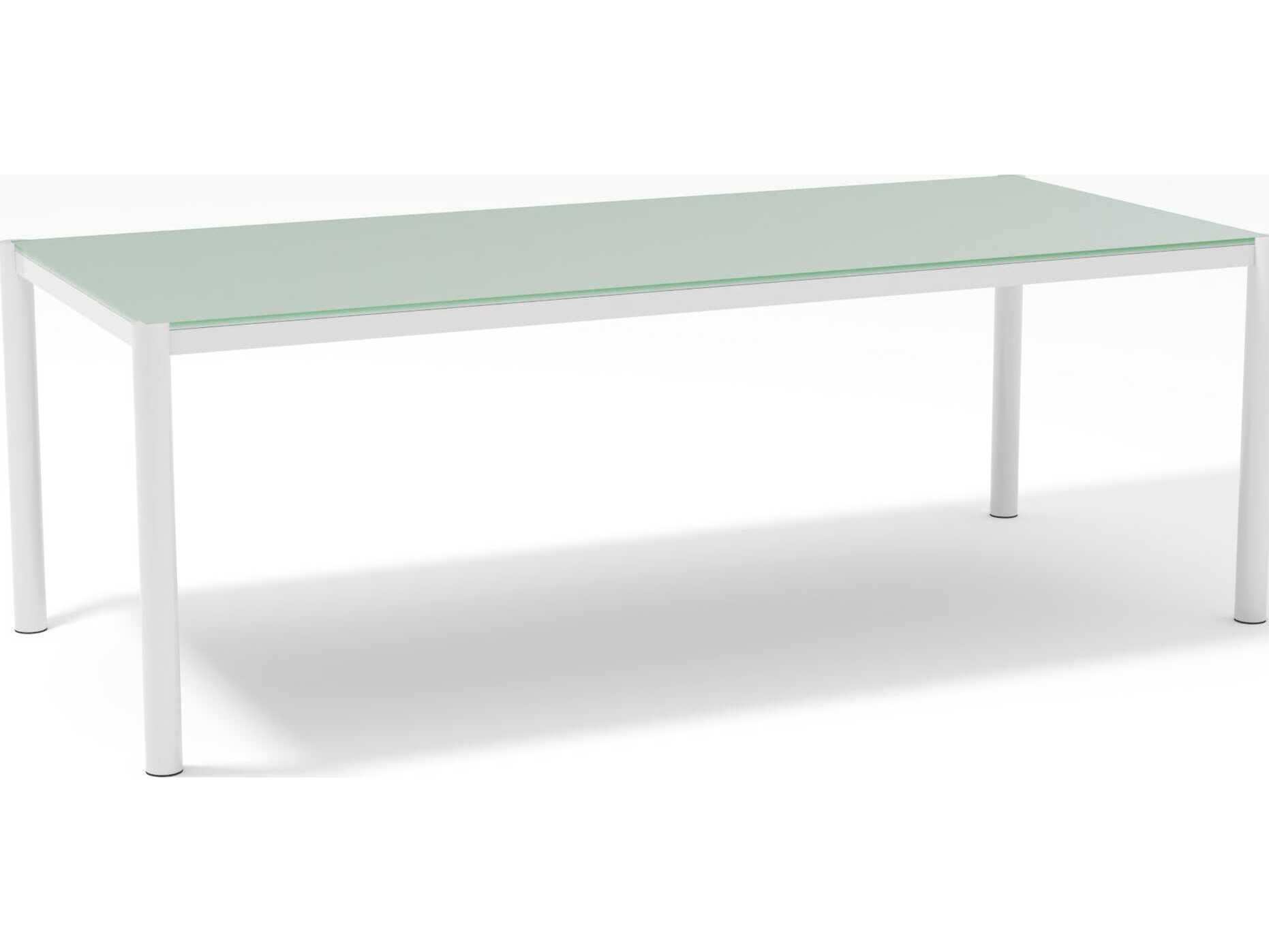 Bend Goods Outdoor Get Together White Rectangular Glass Top Dining Table