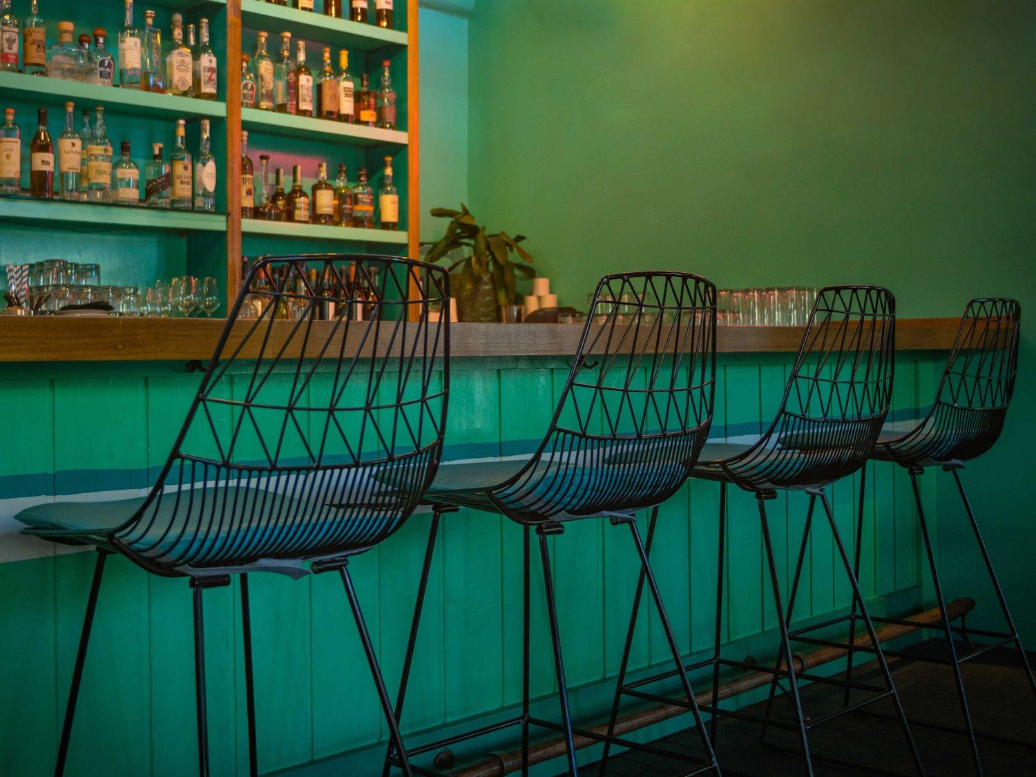 Bend Goods Outdoor Lucy Galvanized Iron Black Bar Stool